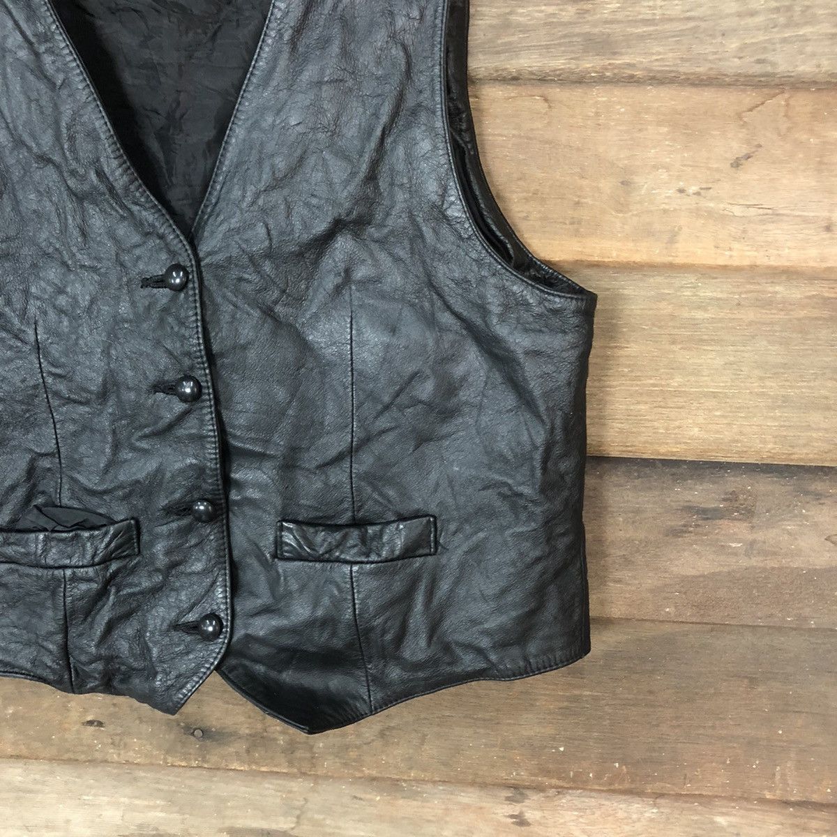 Vintage N.C.A.F Black vintage Vest Leather #7087 Size S / US 4 / IT 40 - 5 Thumbnail