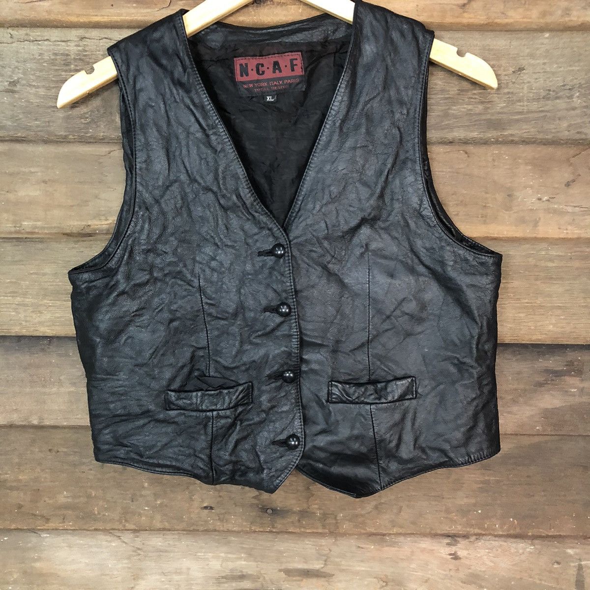 Vintage N.C.A.F Black vintage Vest Leather #7087 Size S / US 4 / IT 40 - 3 Thumbnail