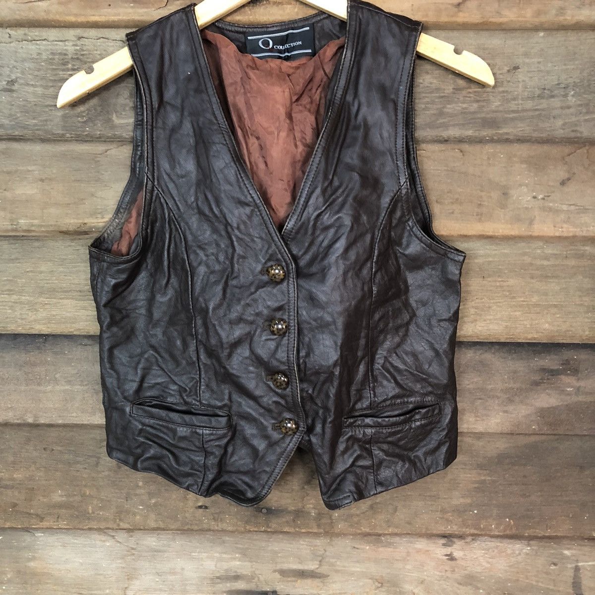 Japanese Brand Q Collection Dark Brown vintage Vest Leather #7089 Size US XS / EU 42 / 0 - 3 Thumbnail