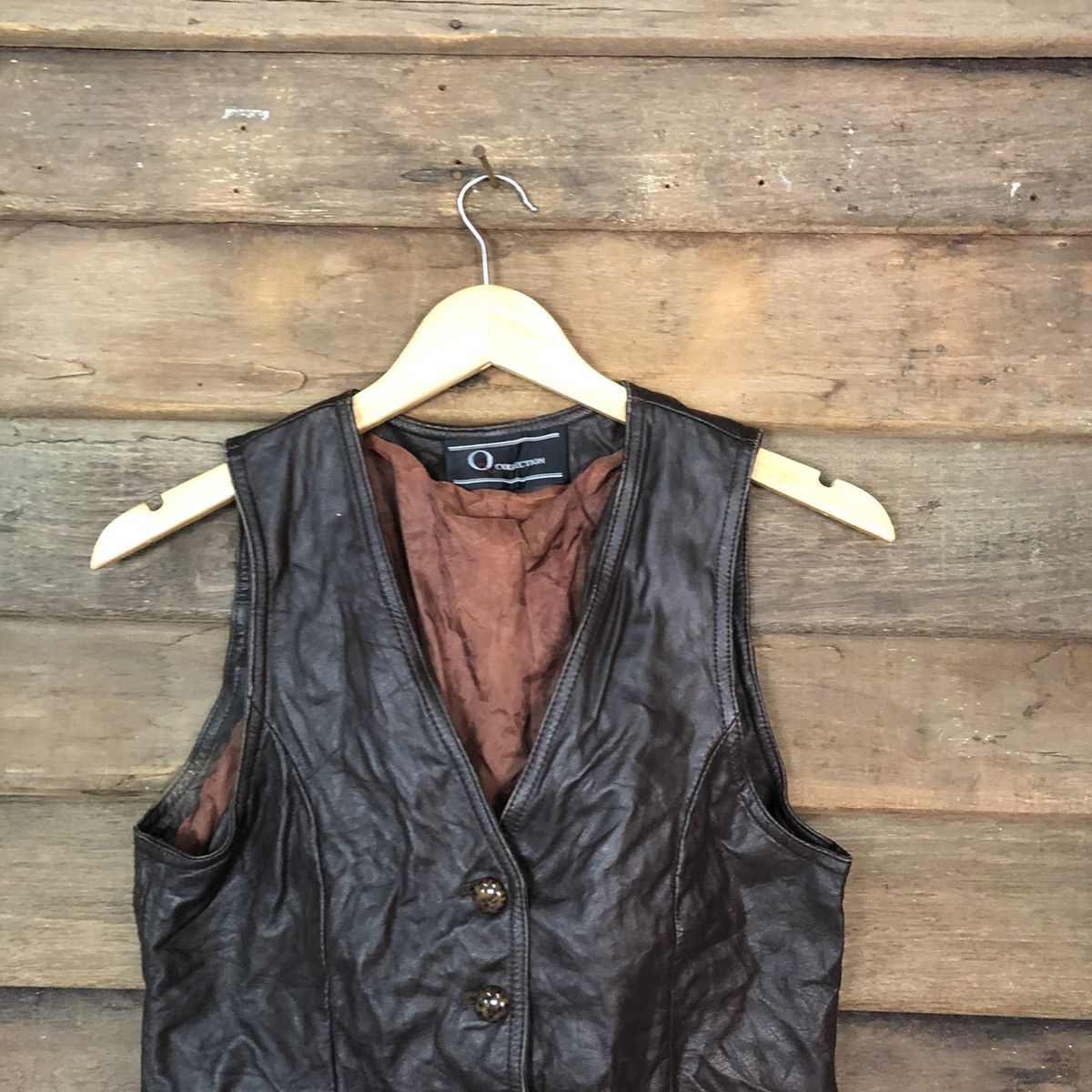 Japanese Brand Q Collection Dark Brown vintage Vest Leather #7089 Size US XS / EU 42 / 0 - 2 Thumbnail