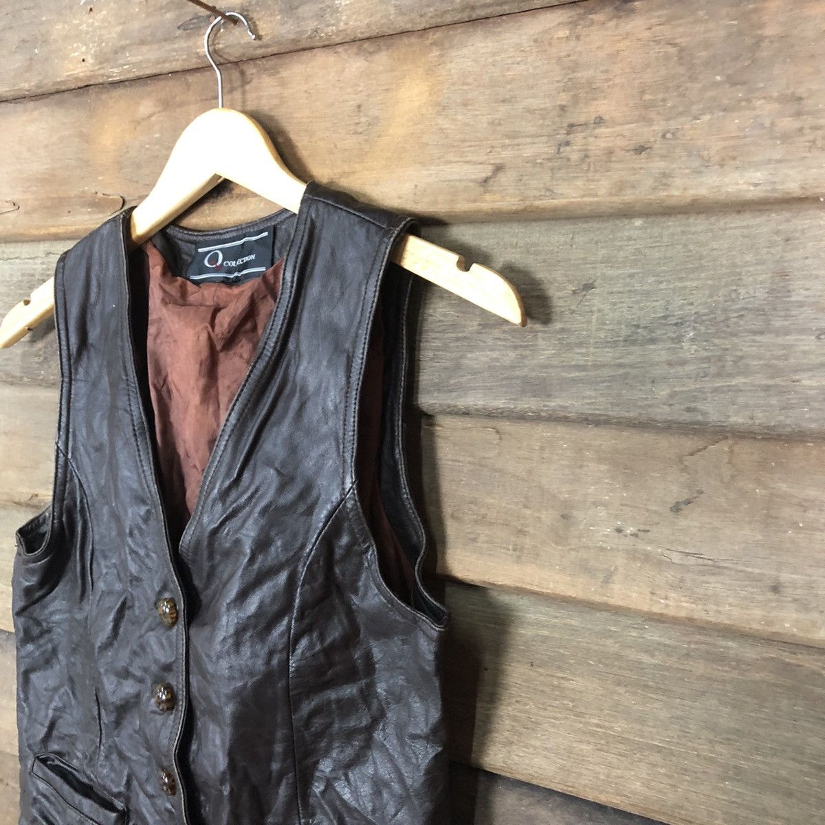 Japanese Brand Q Collection Dark Brown vintage Vest Leather #7089 Size US XS / EU 42 / 0 - 7 Thumbnail