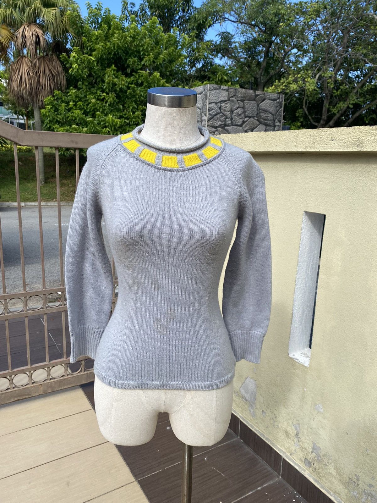 grey knitwear