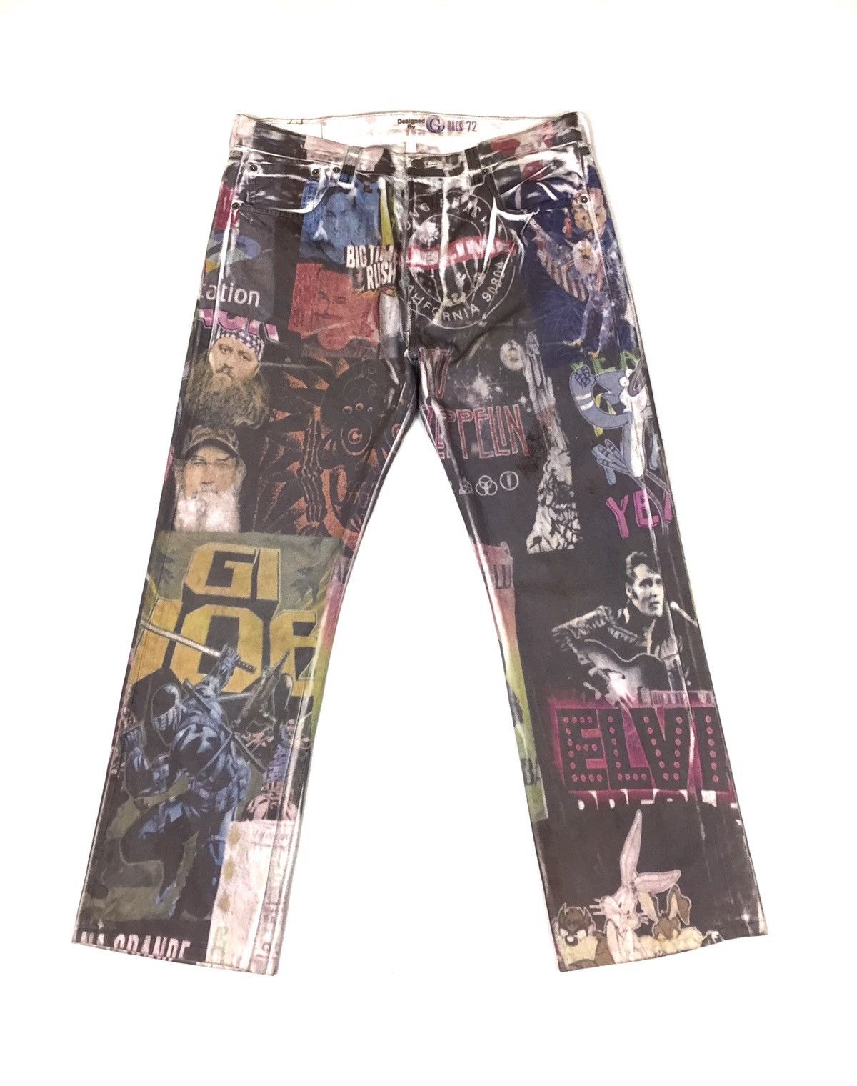 image of Led Zeppelin x Levis Made Crafted Mega Vintage Levis 501 X Band X Movie Over Print in Add (Size 35)