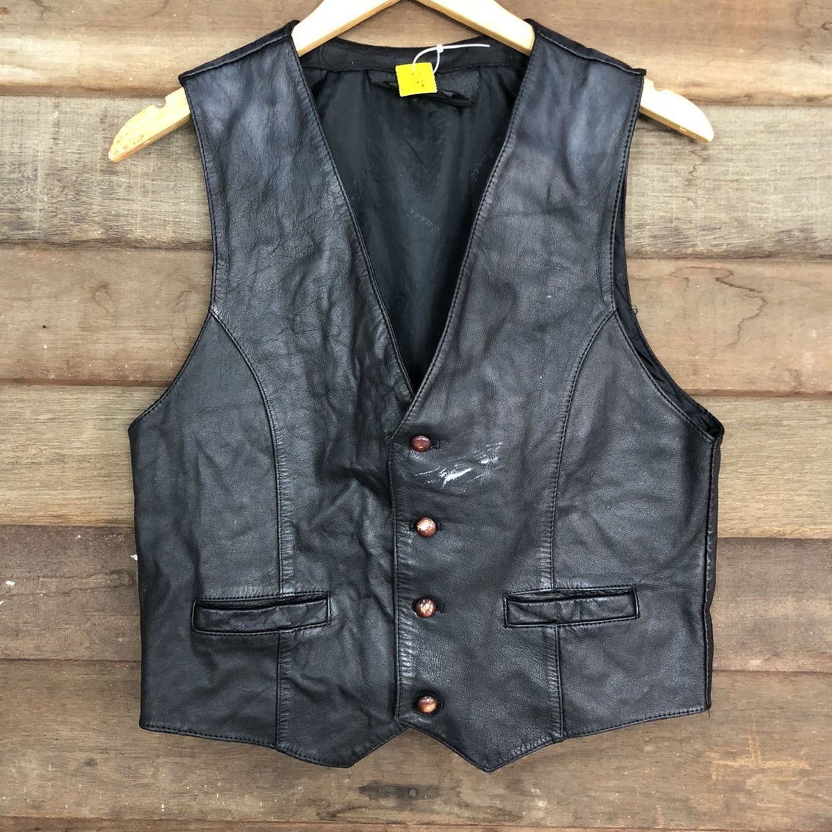 Japanese Brand DLL Japan vintage Black Leather Vest #c1137 Size US S / EU 44-46 / 1 - 6 Thumbnail