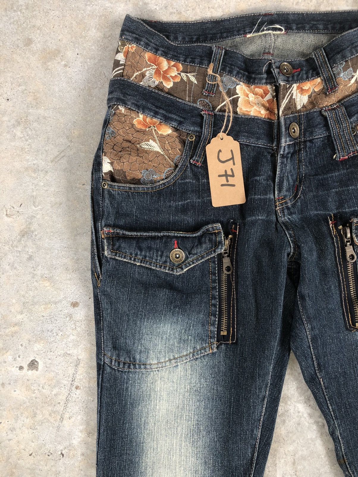 Japanese Brand Rare GUMU Double Waist Distressed Denim Size US 32 / EU 48 - 4 Thumbnail