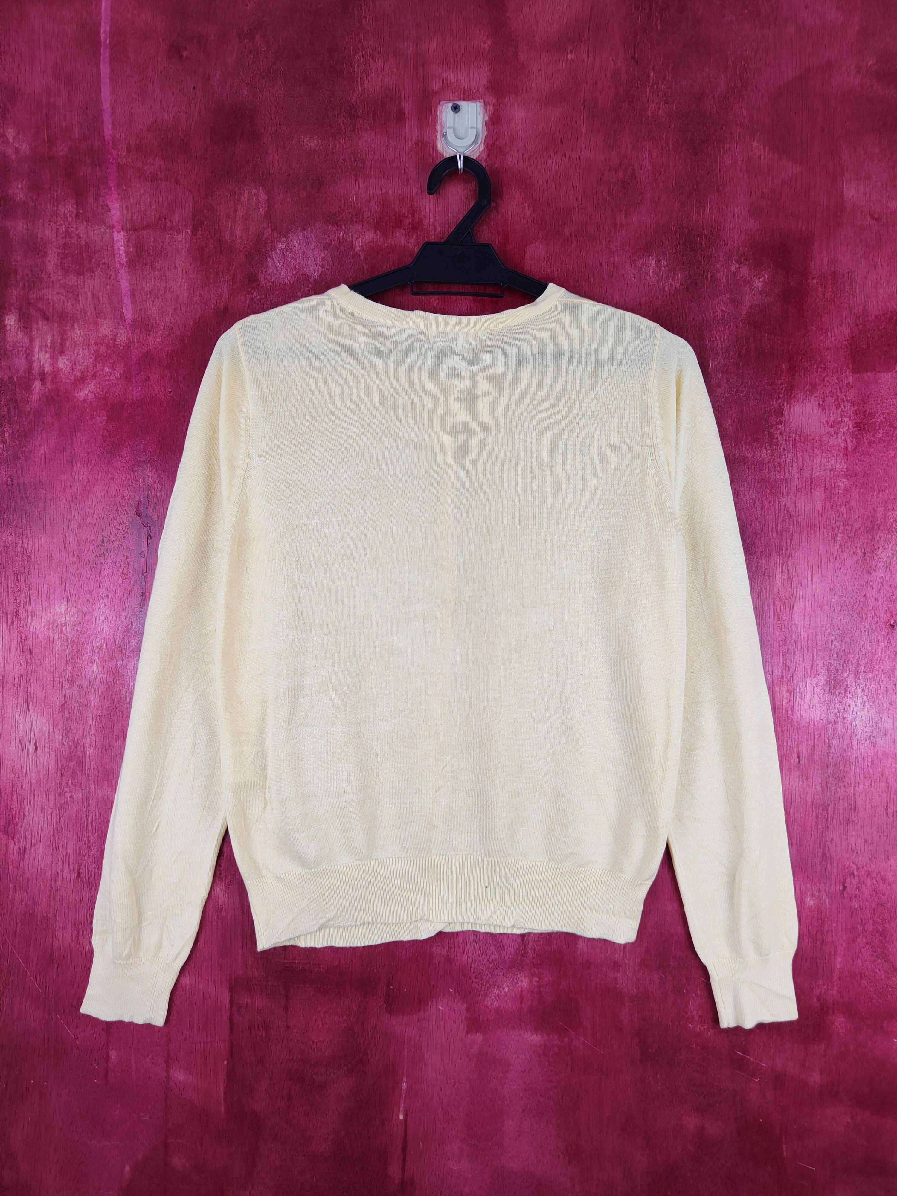 Japanese Brand Comfort Basic Yellow Cardigan vintage plain thin #S875 Size M / US 6-8 / IT 42-44 - 7 Thumbnail