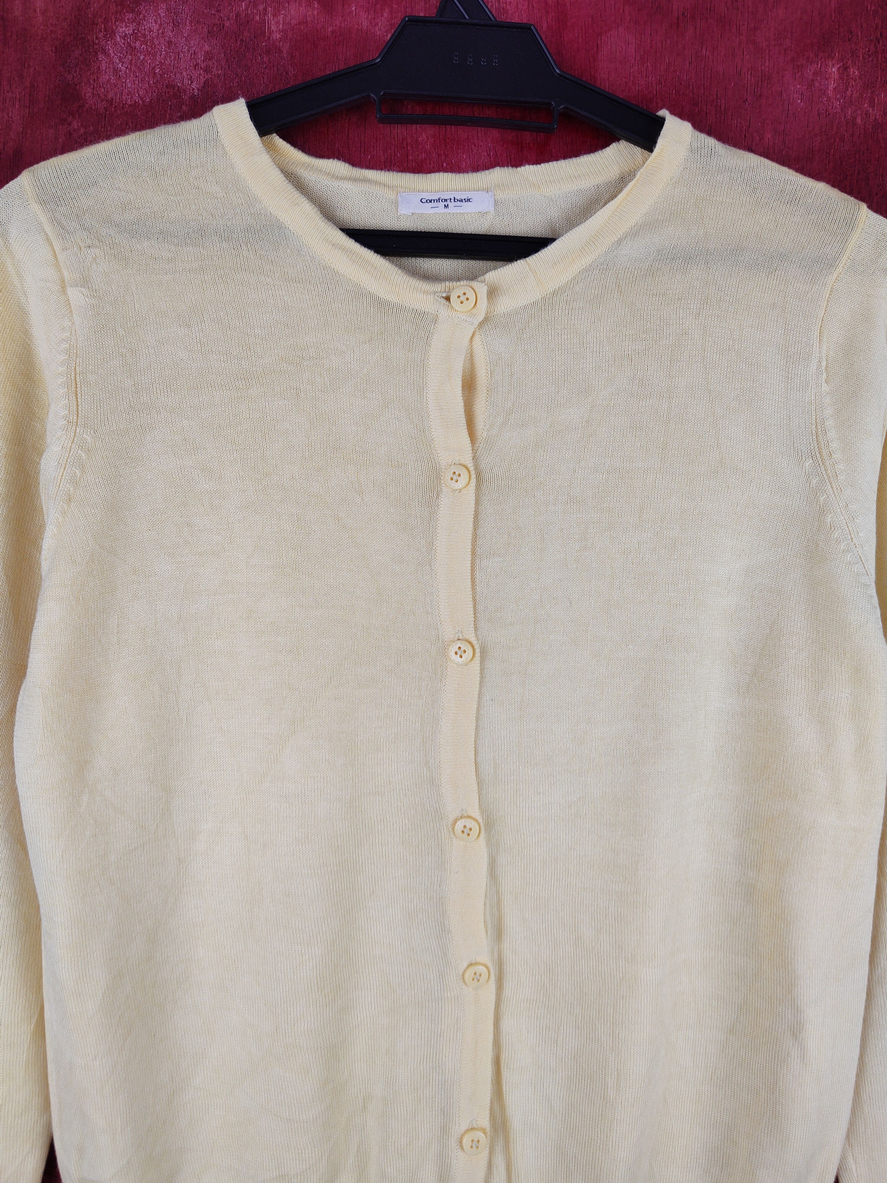 Japanese Brand Comfort Basic Yellow Cardigan vintage plain thin #S875 Size M / US 6-8 / IT 42-44 - 2 Thumbnail