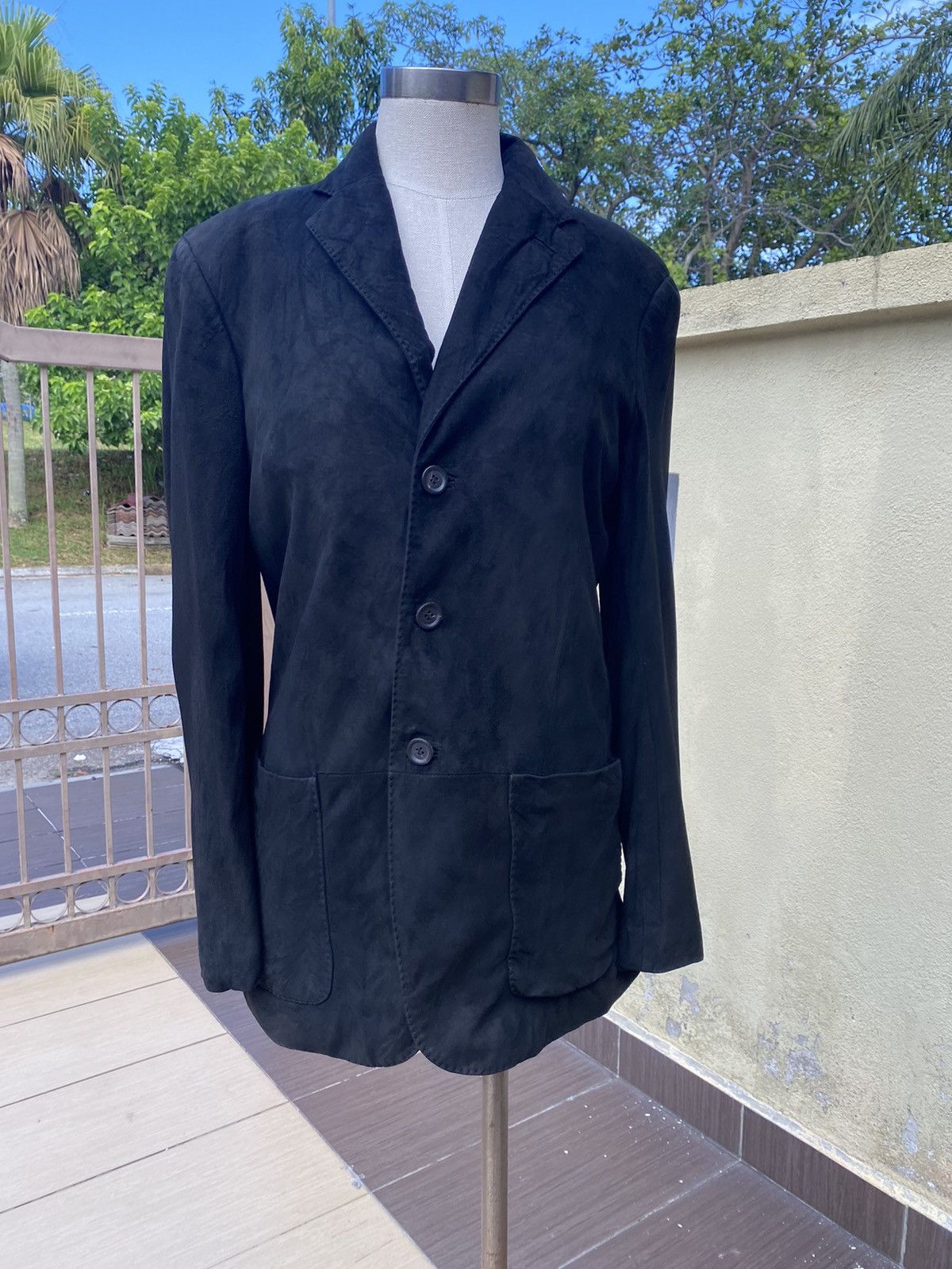 image of Ermenegildo Zegna Leather Blazer in Black, Men's (Size Small)