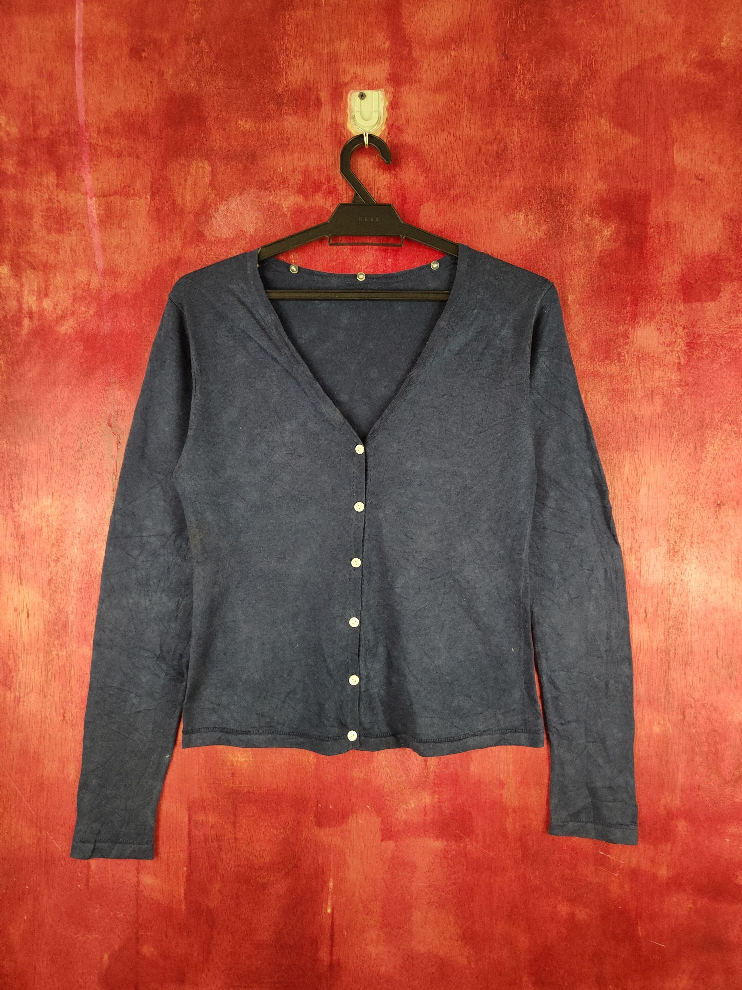 Japanese Brand × Vintage Japanese Brand Navy Blue faded Cardigan thin vintage#S873 Size S / US 4 / IT 40 - 1 Thumbnail