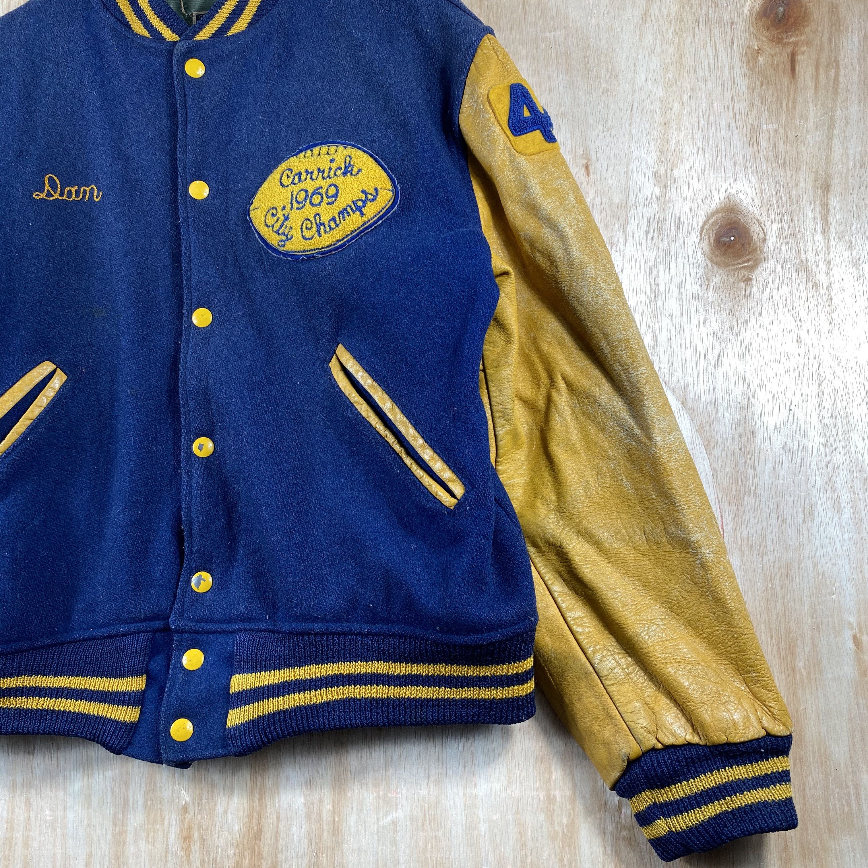 Vintage RARE🔥Vintage 60s Leather Varsity Jacket City Champs 1969 Size US M / EU 48-50 / 2 - 6 Thumbnail