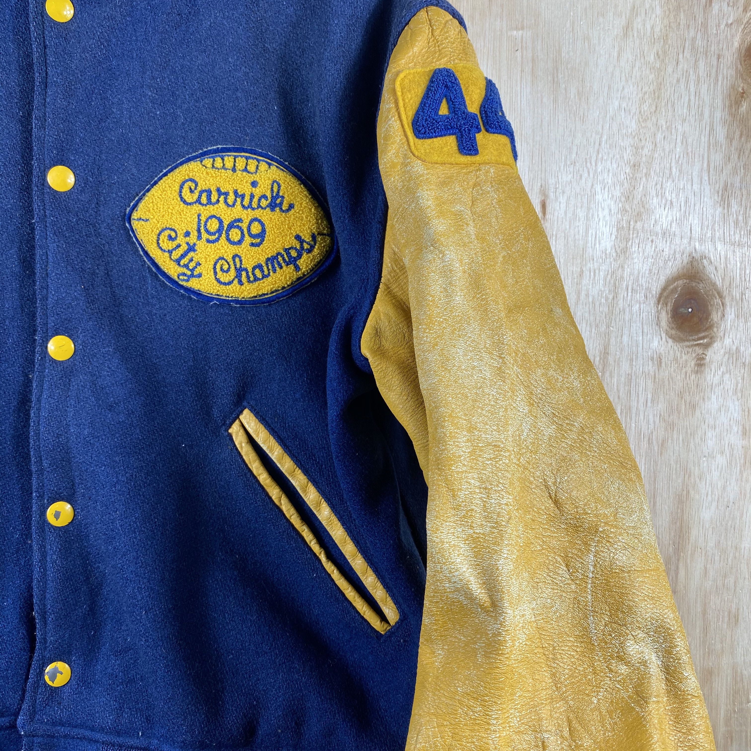 Vintage RARE🔥Vintage 60s Leather Varsity Jacket City Champs 1969 Size US M / EU 48-50 / 2 - 8 Thumbnail