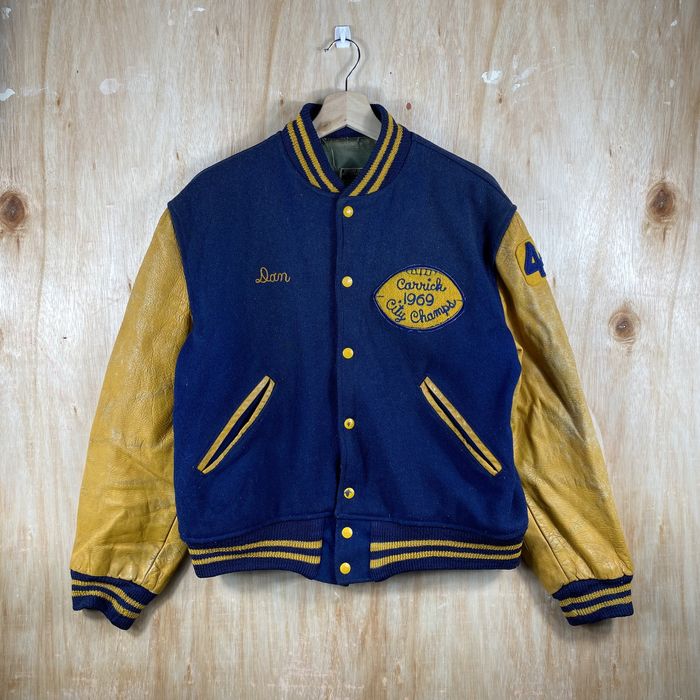 Vintage Vintage 60s Leather Varsity Jacket City Champs 1969 | Grailed