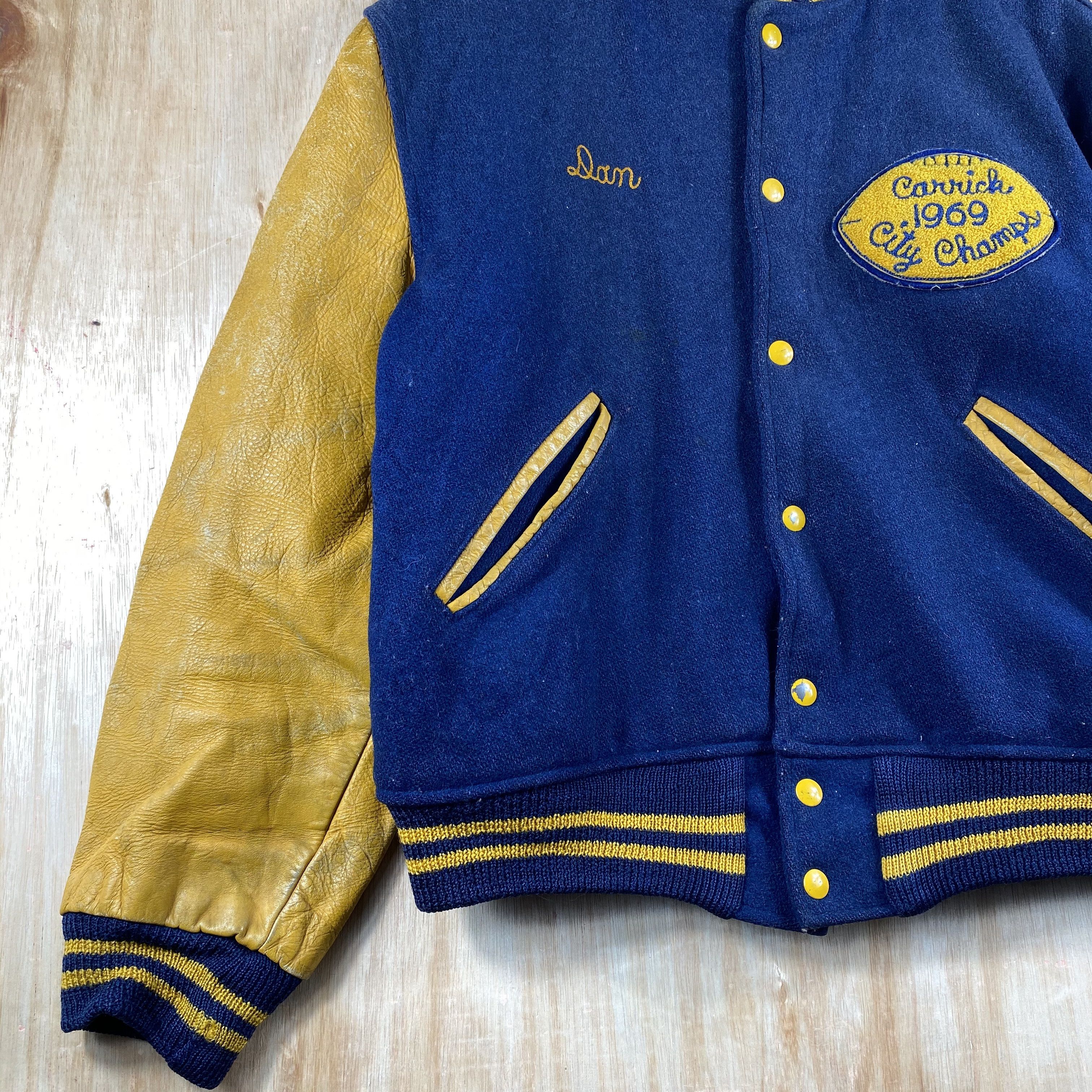 Vintage RARE🔥Vintage 60s Leather Varsity Jacket City Champs 1969 Size US M / EU 48-50 / 2 - 4 Thumbnail