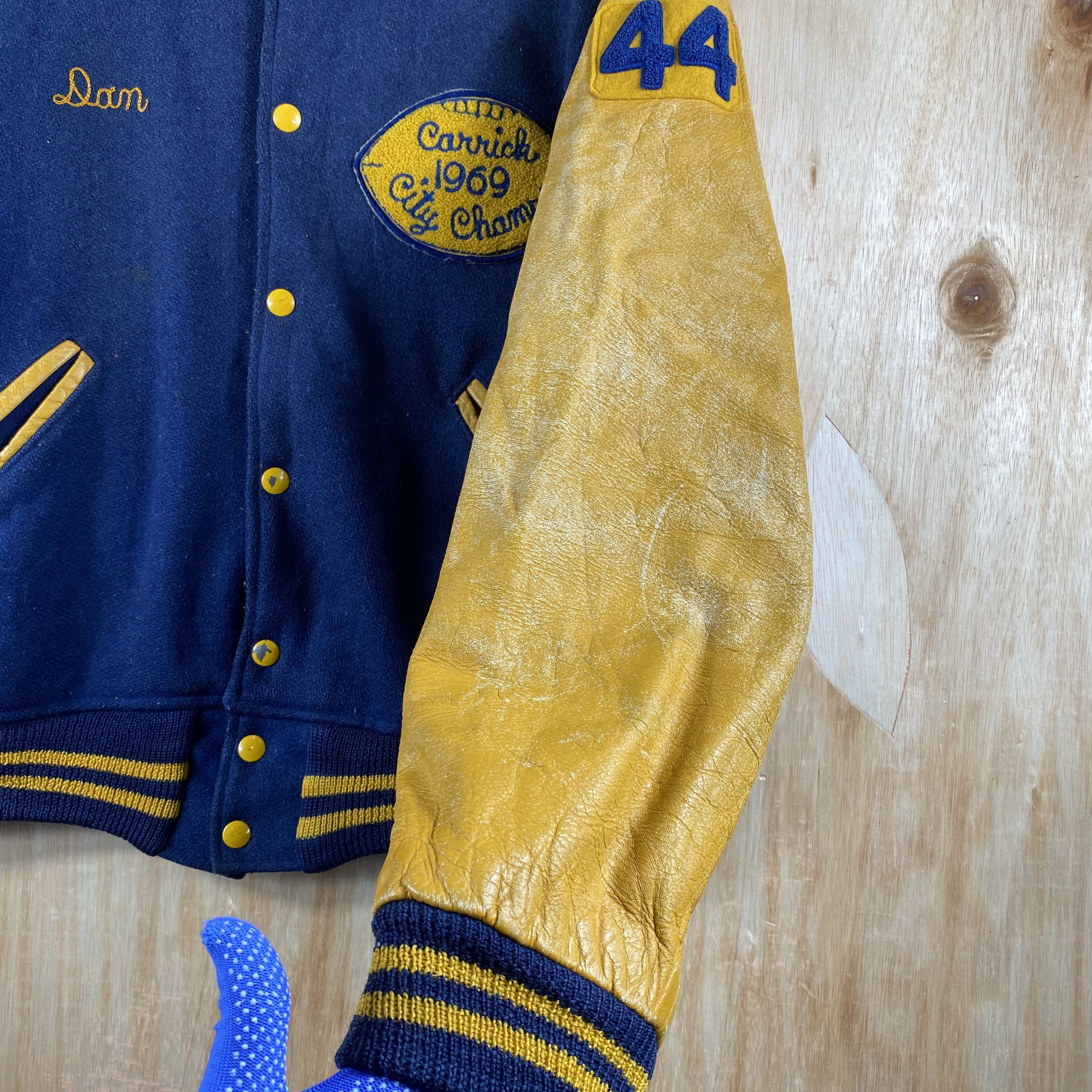 Vintage RARE🔥Vintage 60s Leather Varsity Jacket City Champs 1969 Size US M / EU 48-50 / 2 - 7 Thumbnail