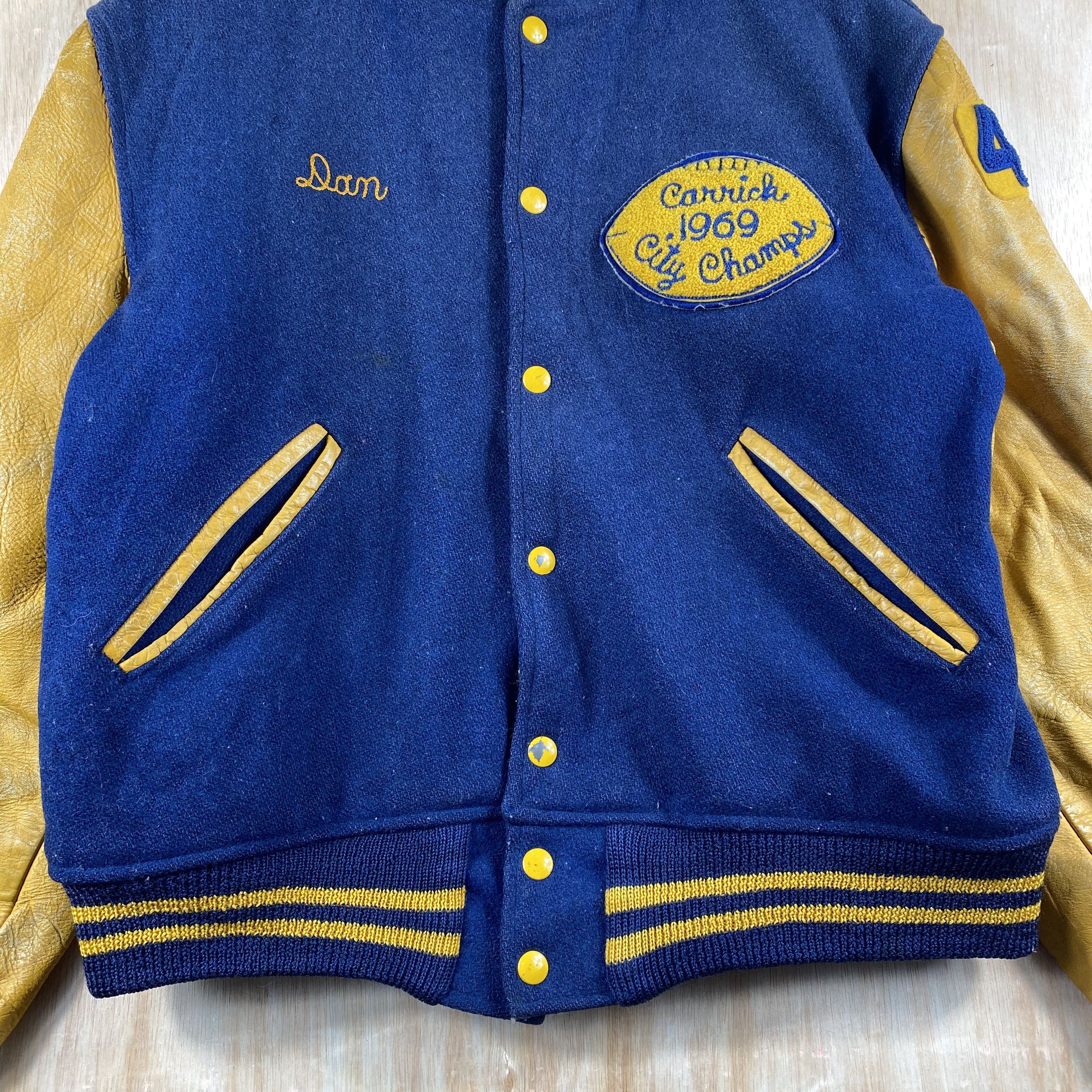 Vintage RARE🔥Vintage 60s Leather Varsity Jacket City Champs 1969 Size US M / EU 48-50 / 2 - 3 Thumbnail