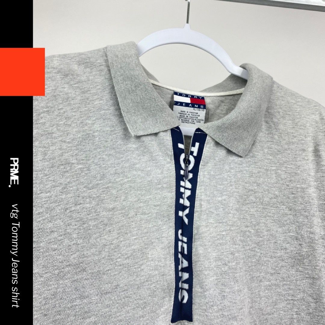 Tommy Hilfiger × Tommy Jeans × Vintage vintage 90s TOMMY HILFIGER JEANS spellout 1/2 Zip Polo shirt Size US XL / EU 56 / 4 - 4 Thumbnail