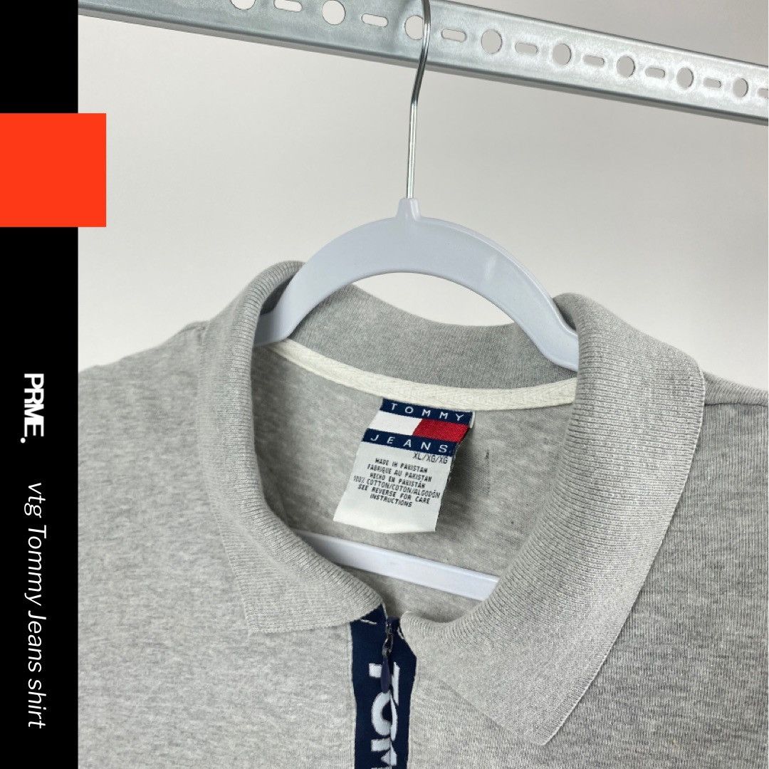Tommy Hilfiger × Tommy Jeans × Vintage vintage 90s TOMMY HILFIGER JEANS spellout 1/2 Zip Polo shirt Size US XL / EU 56 / 4 - 6 Thumbnail