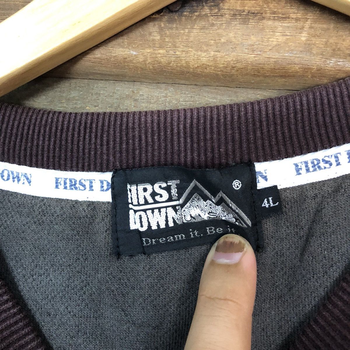 Japanese Brand First Down Dark Brown Sweatshirt #083B Size US XL / EU 56 / 4 - 8 Thumbnail