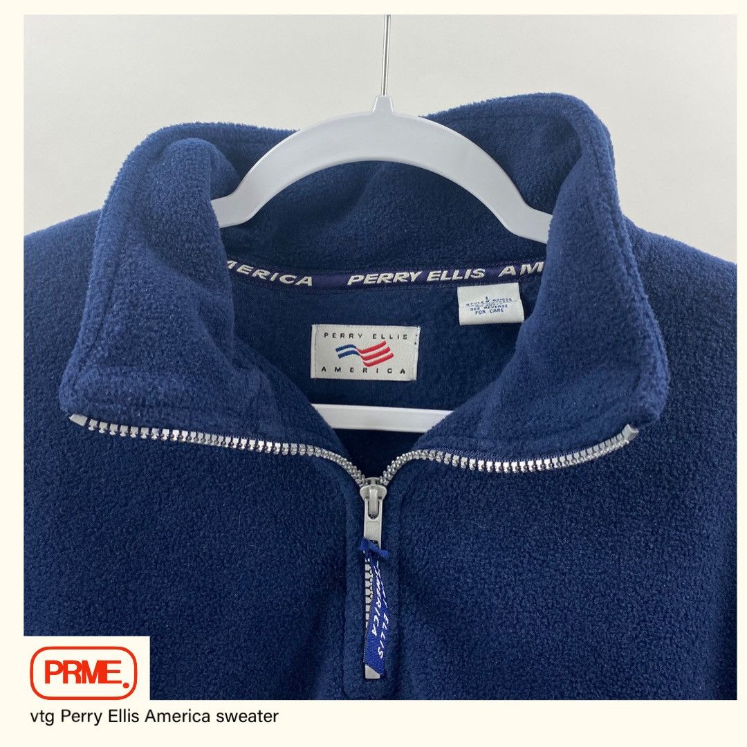 Perry Ellis vintage 90s PERRY ELLIS AMERICA 1/4 Zip Fleece pullover Size US L / EU 52-54 / 3 - 6 Thumbnail