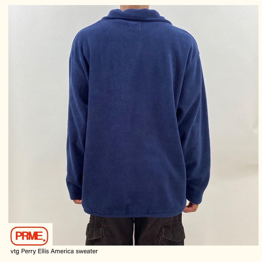 Perry Ellis vintage 90s PERRY ELLIS AMERICA 1/4 Zip Fleece pullover Size US L / EU 52-54 / 3 - 4 Thumbnail