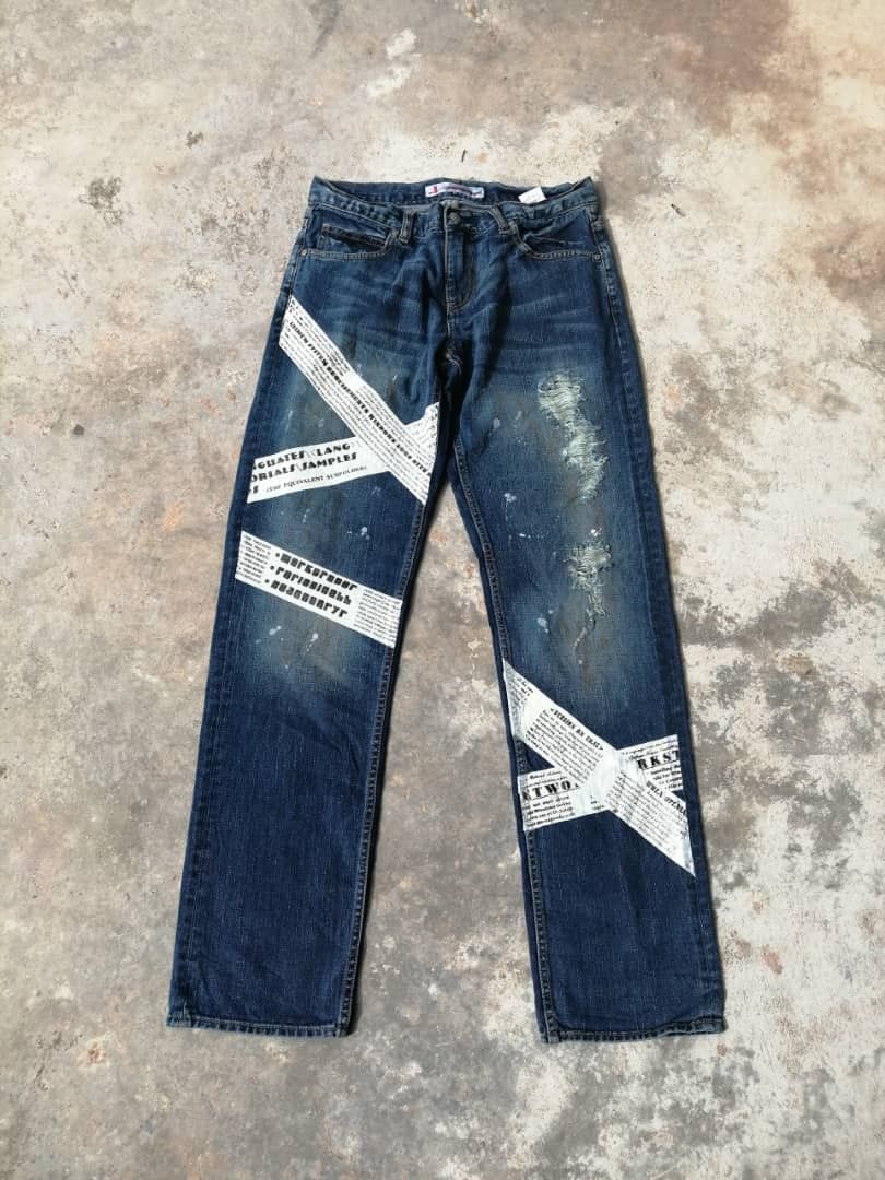 Japanese Brand RARE🔥Japanese Rusty Distress Geneose Printed Denim Size US 31 - 1 Thumbnail