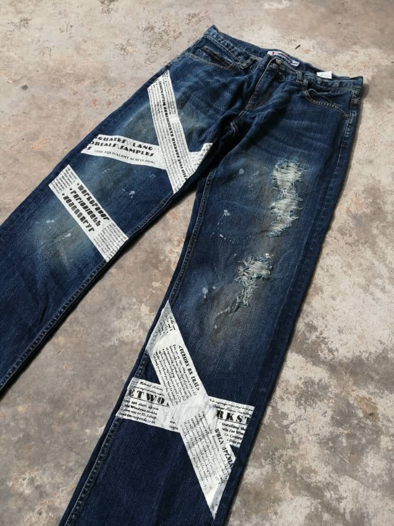 Japanese Brand RARE🔥Japanese Rusty Distress Geneose Printed Denim Size US 31 - 3 Thumbnail