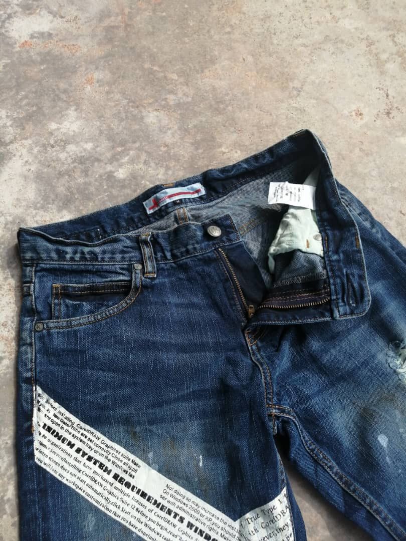 Japanese Brand RARE🔥Japanese Rusty Distress Geneose Printed Denim Size US 31 - 7 Thumbnail