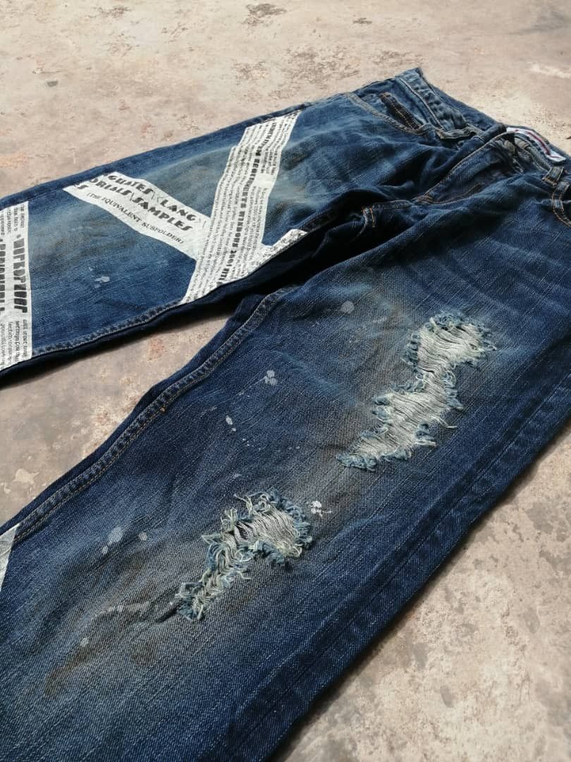 Japanese Brand RARE🔥Japanese Rusty Distress Geneose Printed Denim Size US 31 - 5 Thumbnail