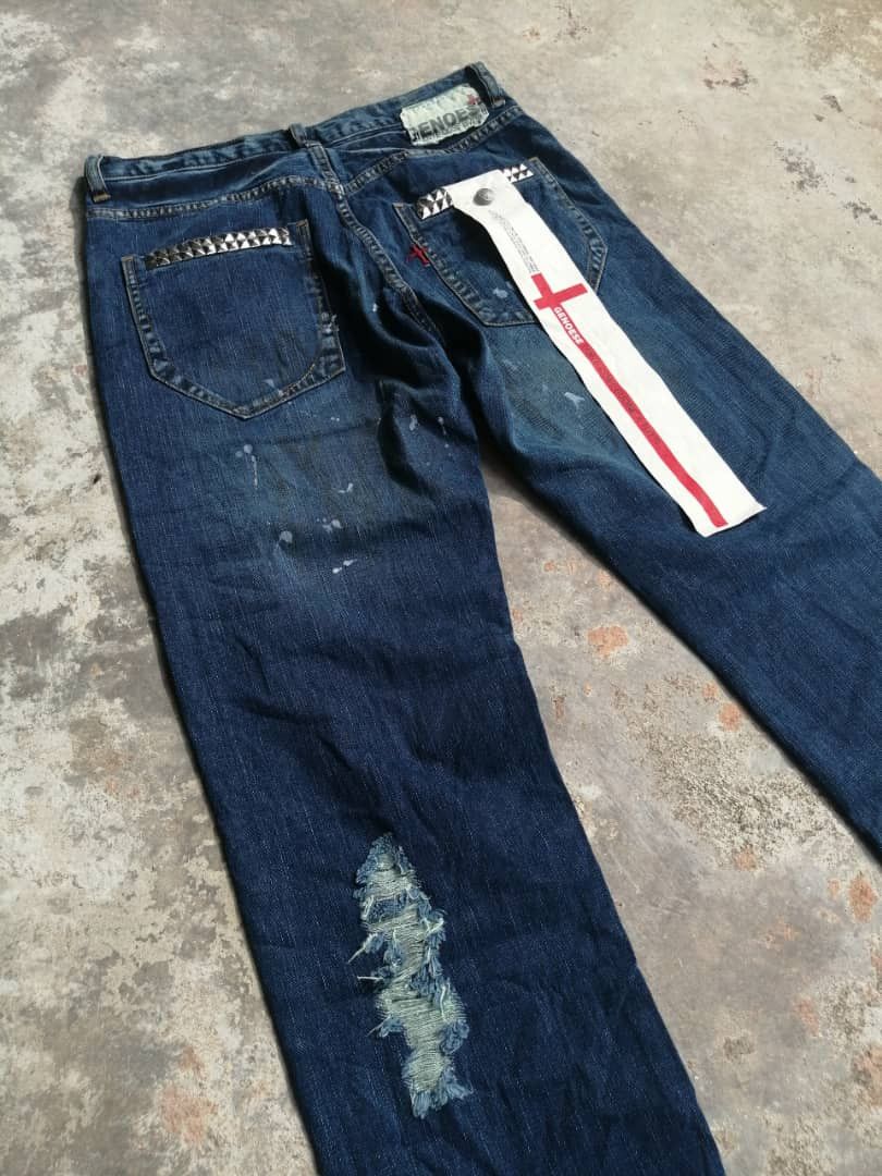 Japanese Brand RARE🔥Japanese Rusty Distress Geneose Printed Denim Size US 31 - 11 Thumbnail