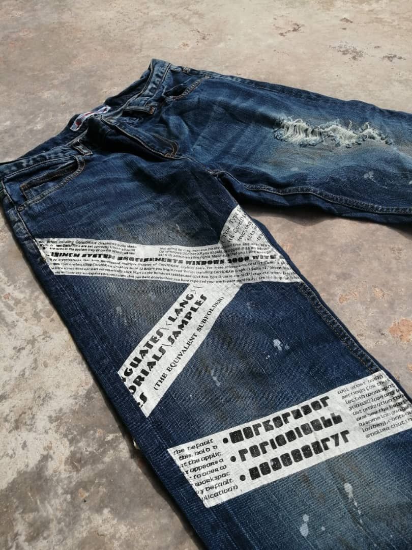 Japanese Brand RARE🔥Japanese Rusty Distress Geneose Printed Denim Size US 31 - 4 Thumbnail