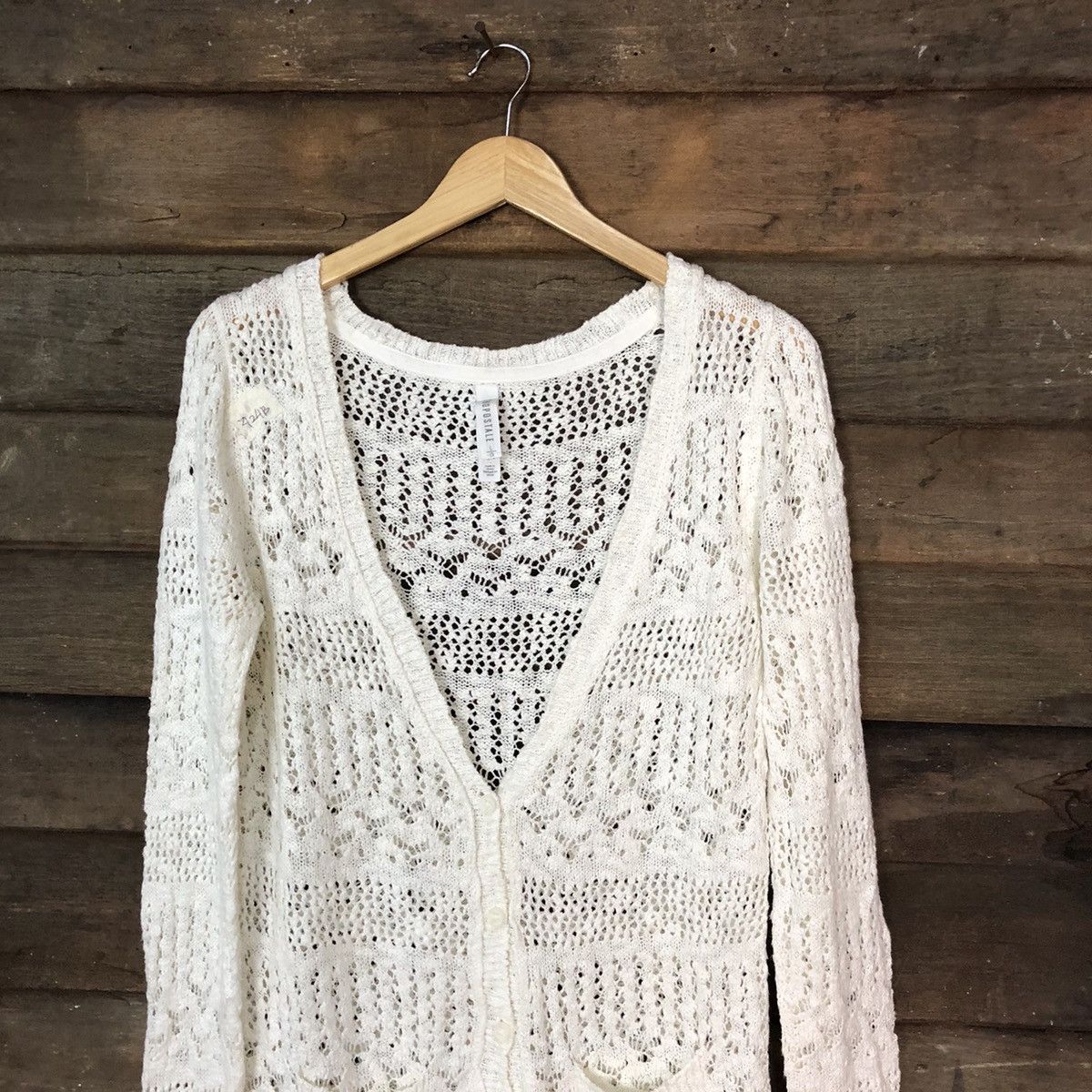 Aeropostale Aeropostale White Cardigan crochet meashnet #424B Size L / US 10 / IT 46 - 2 Thumbnail