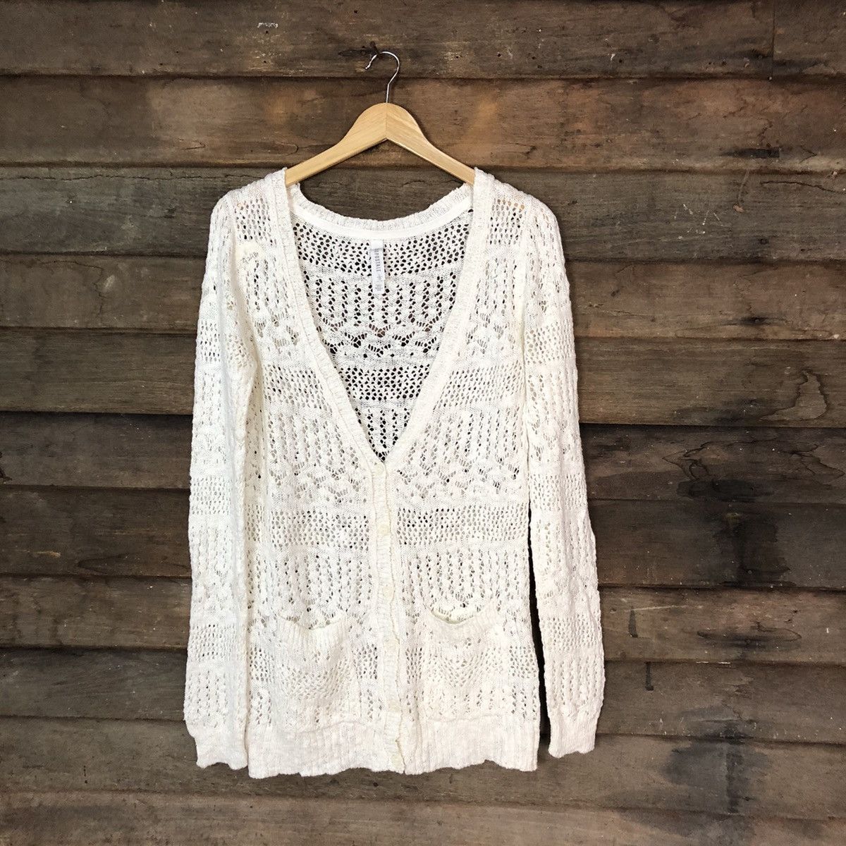 Aeropostale Aeropostale White Cardigan crochet meashnet #424B Size L / US 10 / IT 46 - 1 Thumbnail