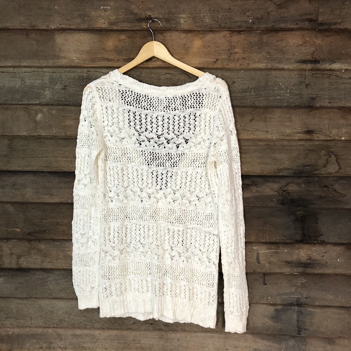 Aeropostale Aeropostale White Cardigan crochet meashnet #424B Size L / US 10 / IT 46 - 10 Thumbnail