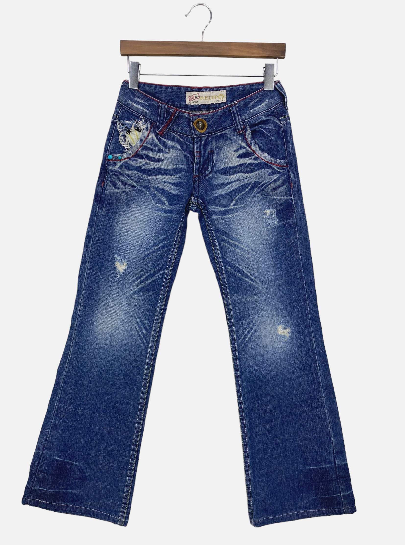 Japanese Brand Red Pepper Bootcut Flare Jeans Japanese Embroidered Jeans Size 28" / US 6 / IT 42 - 2 Thumbnail
