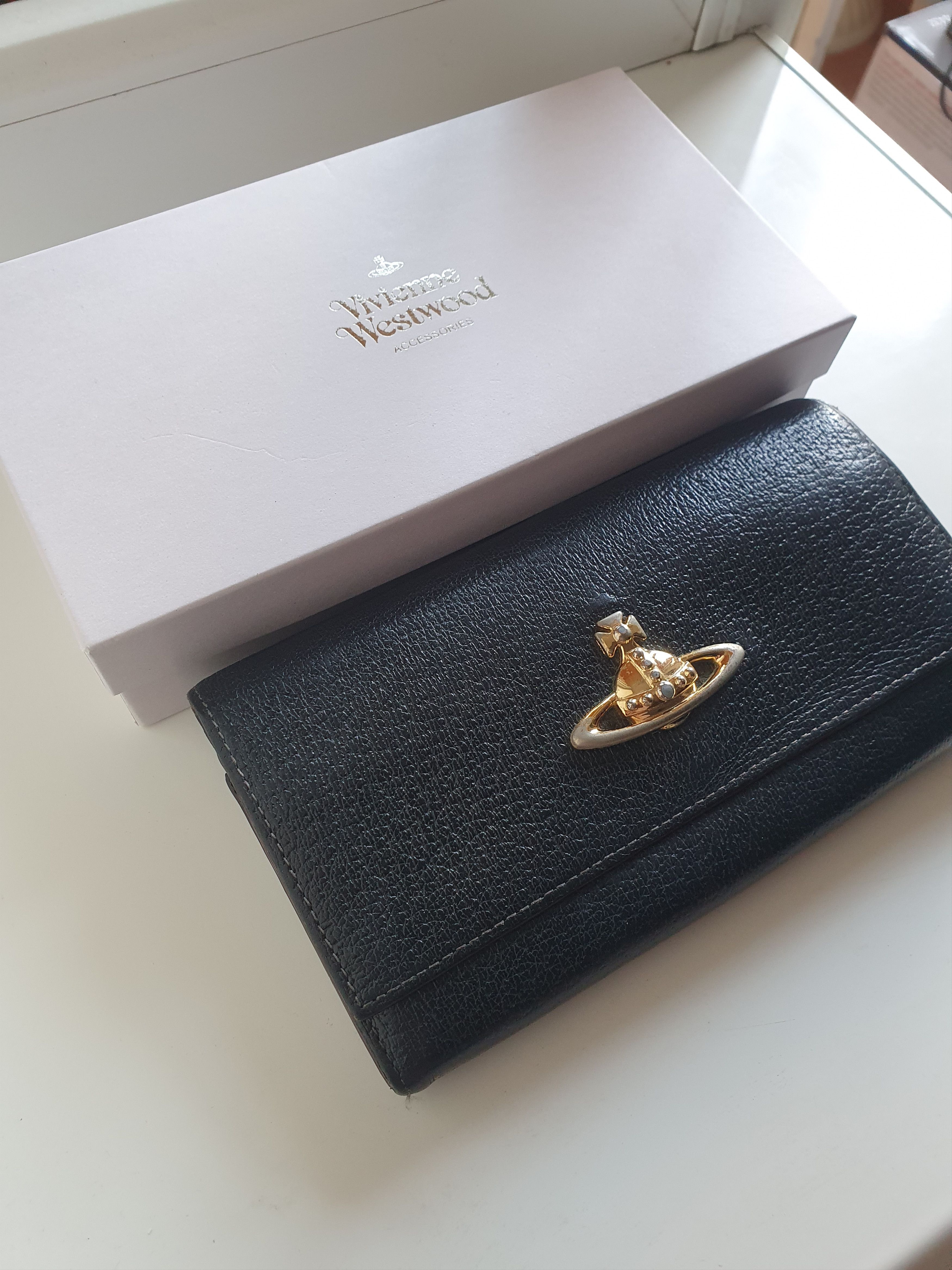 Vivienne Westwood Vivienne Westwood Black Orb Y2k Big Black Leather Wallet Size ONE SIZE - 2 Thumbnail