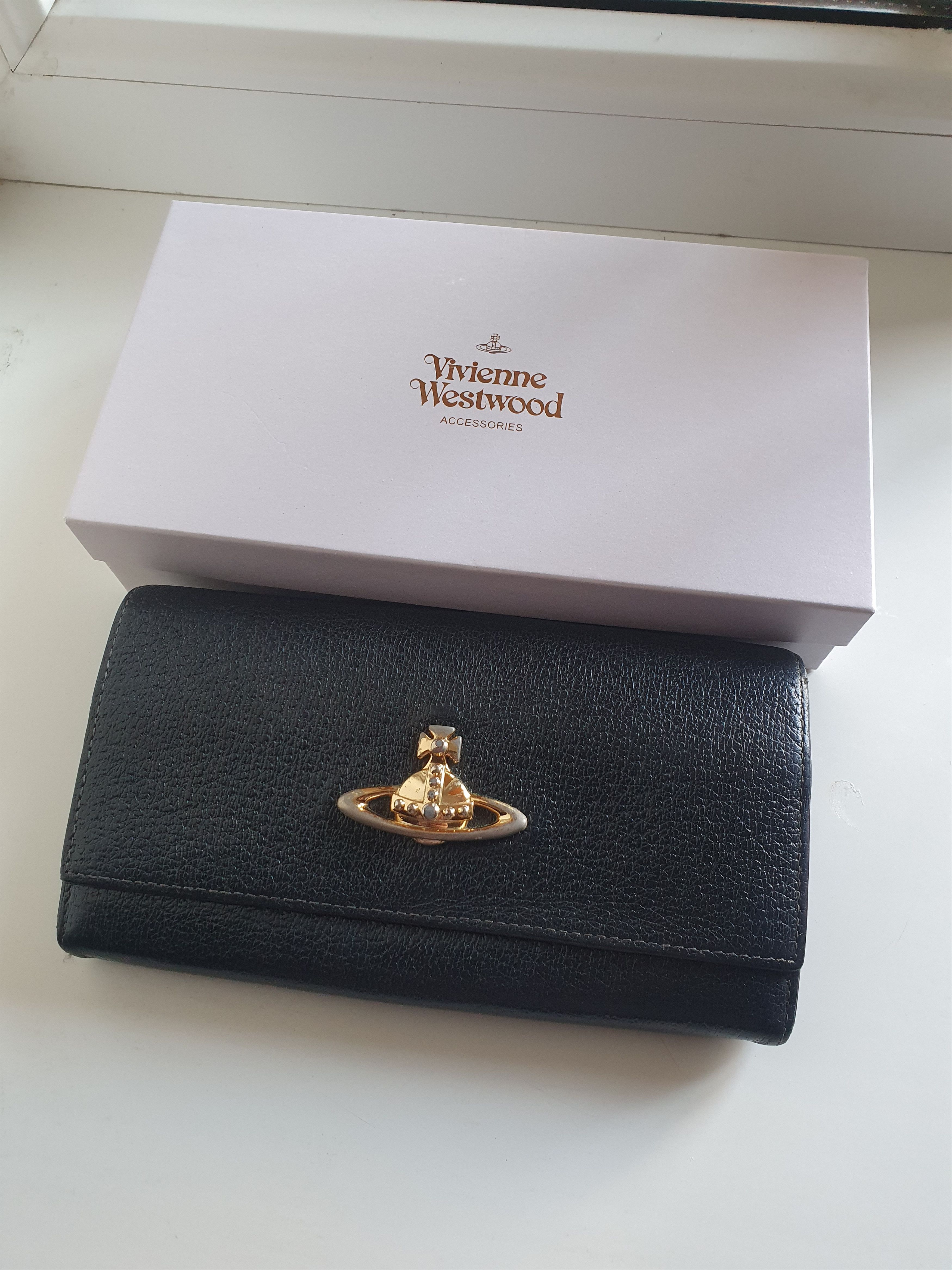 Vivienne Westwood Vivienne Westwood Black Orb Y2k Big Black Leather Wallet Size ONE SIZE - 1 Thumbnail