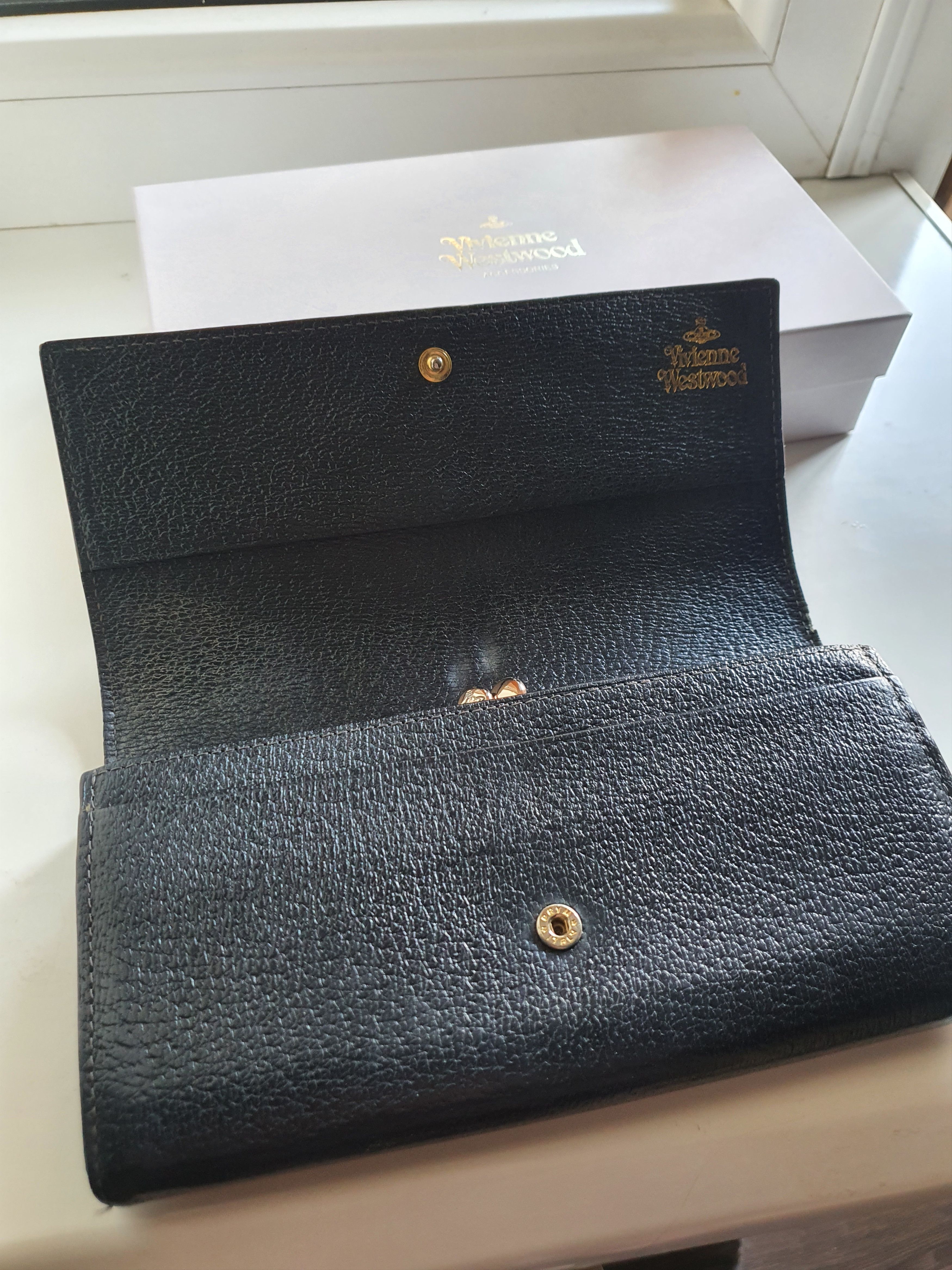 Vivienne Westwood Vivienne Westwood Black Orb Y2k Big Black Leather Wallet Size ONE SIZE - 8 Thumbnail