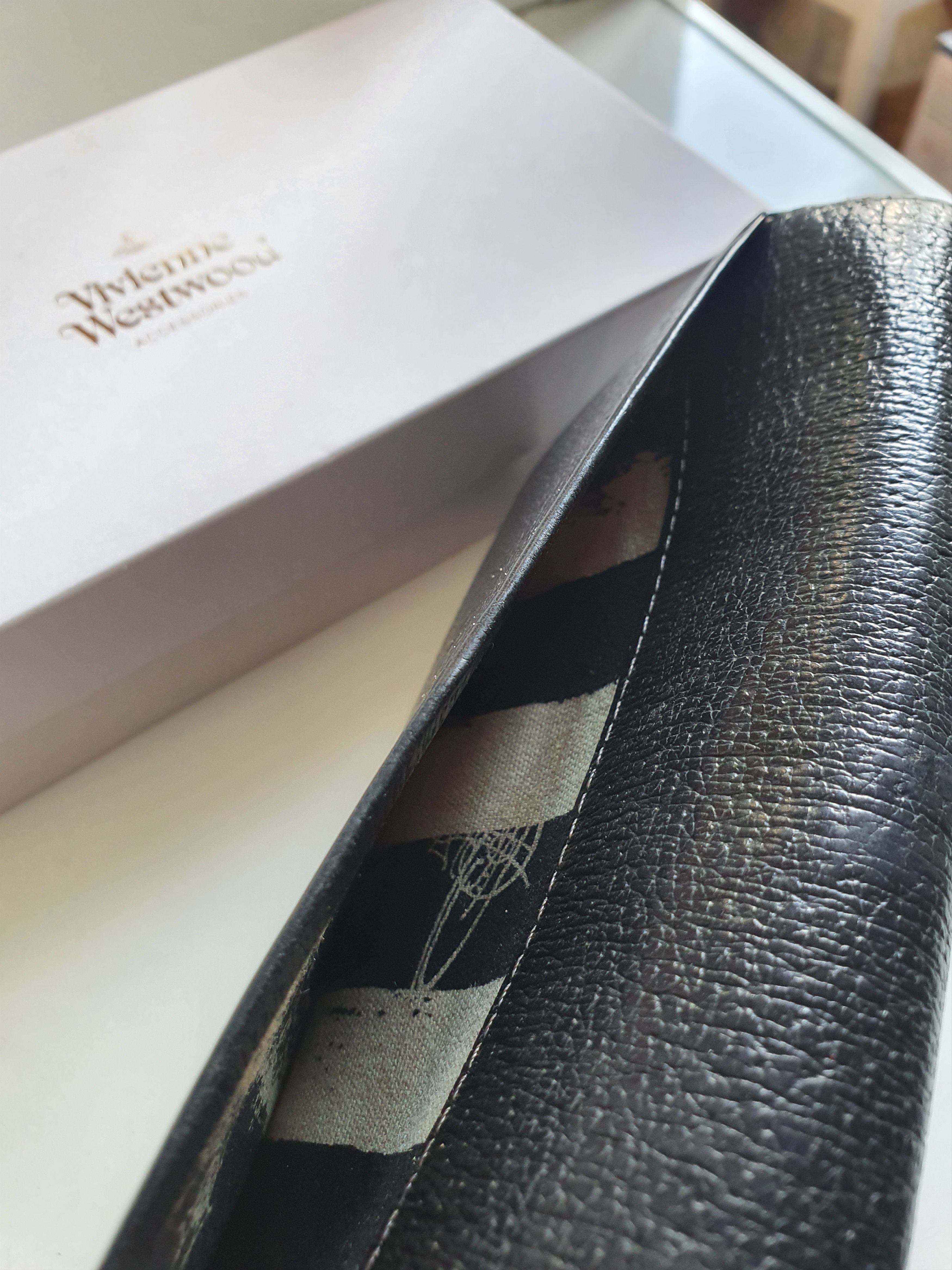 Vivienne Westwood Vivienne Westwood Black Orb Y2k Big Black Leather Wallet Size ONE SIZE - 6 Thumbnail