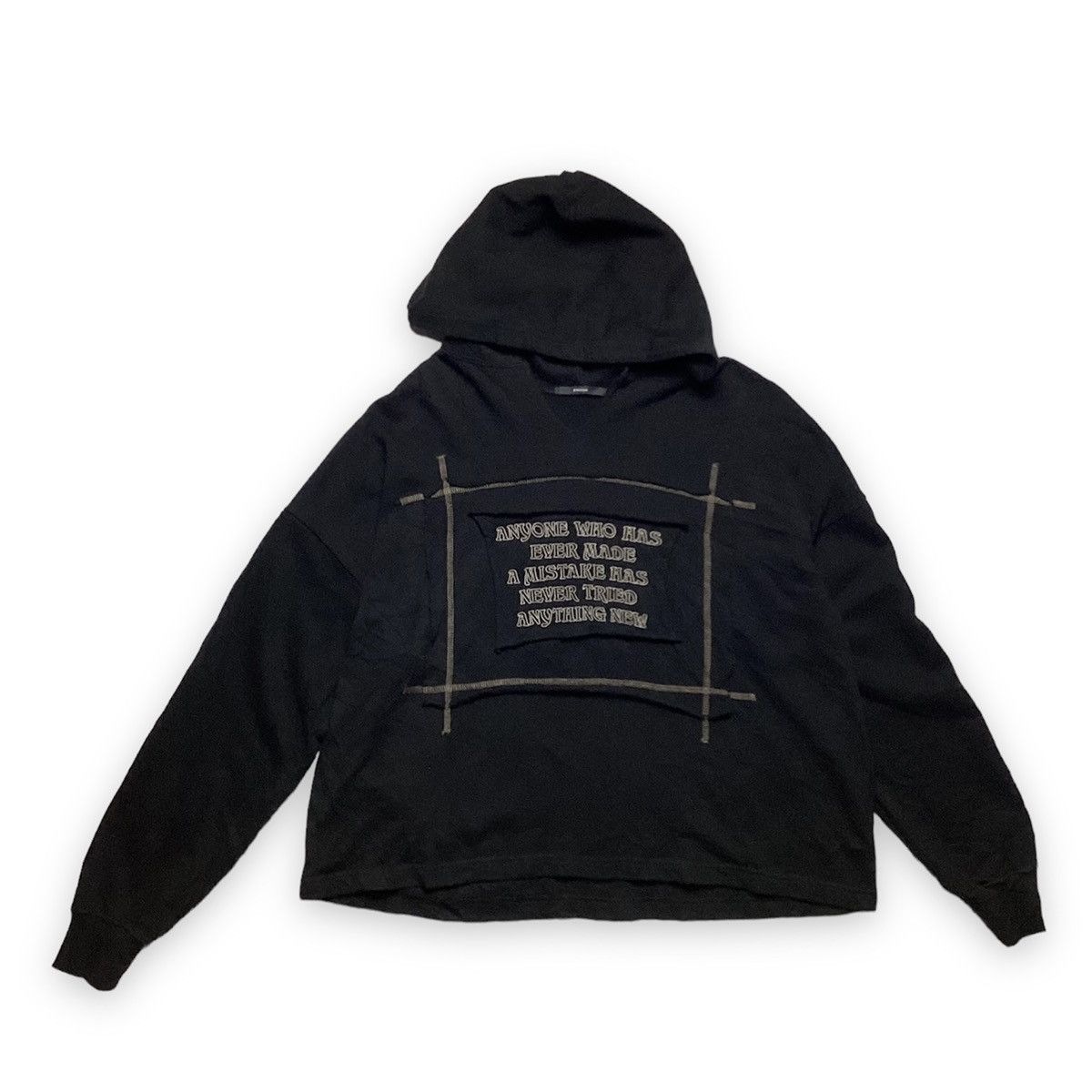 If Six Was Nine 🇯🇵 EMODA PATCHWORK WORDING HOODIE SWEATER Size US XXL / EU 58 / 5 - 1 Thumbnail