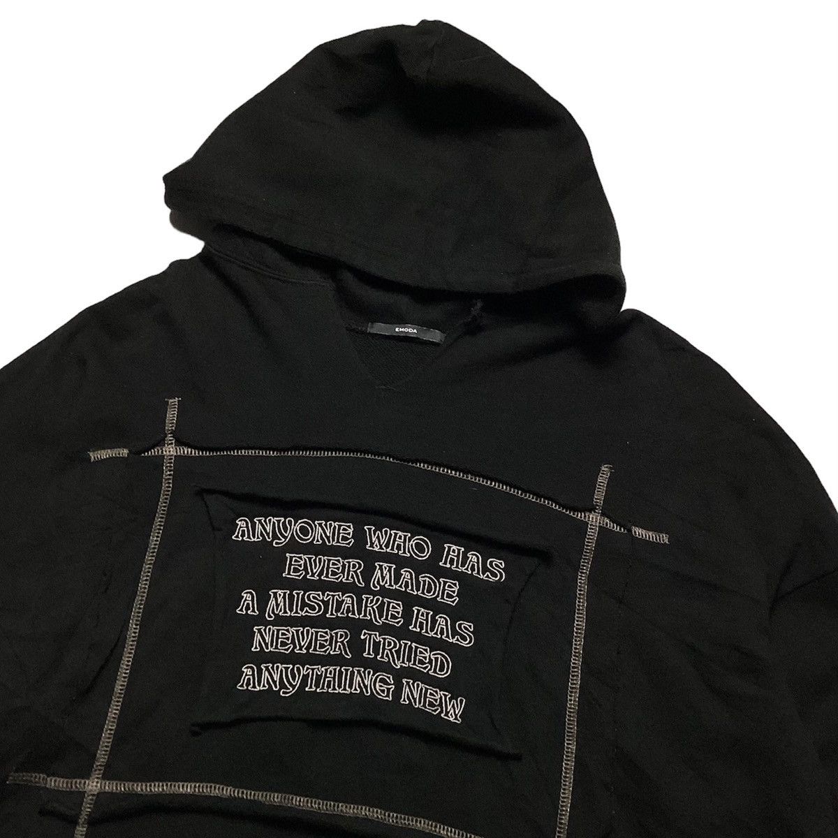 If Six Was Nine 🇯🇵 EMODA PATCHWORK WORDING HOODIE SWEATER Size US XXL / EU 58 / 5 - 3 Thumbnail