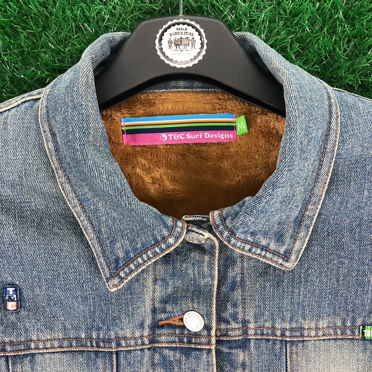 Vintage Vintage T&C Surf Design Denim Jacket Fleece Lining Size US XS / EU 42 / 0 - 7 Thumbnail
