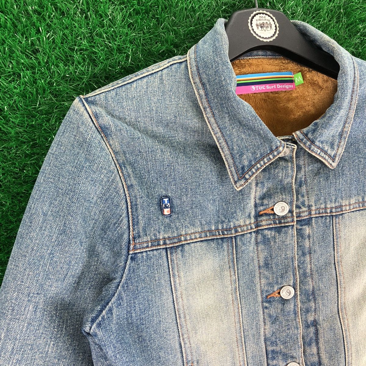 Vintage Vintage T&C Surf Design Denim Jacket Fleece Lining Size US XS / EU 42 / 0 - 2 Thumbnail