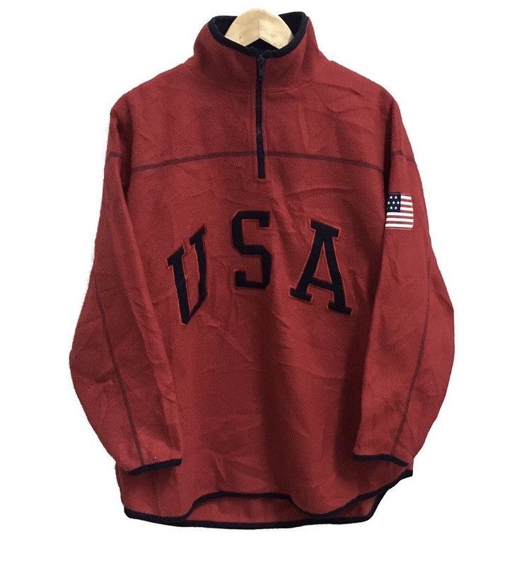 Vintage VINTAGE USA AMERICAN FLAG BIG LOGO FLEECE LONG SLEEVE Size US XL / EU 56 / 4 - 1 Thumbnail