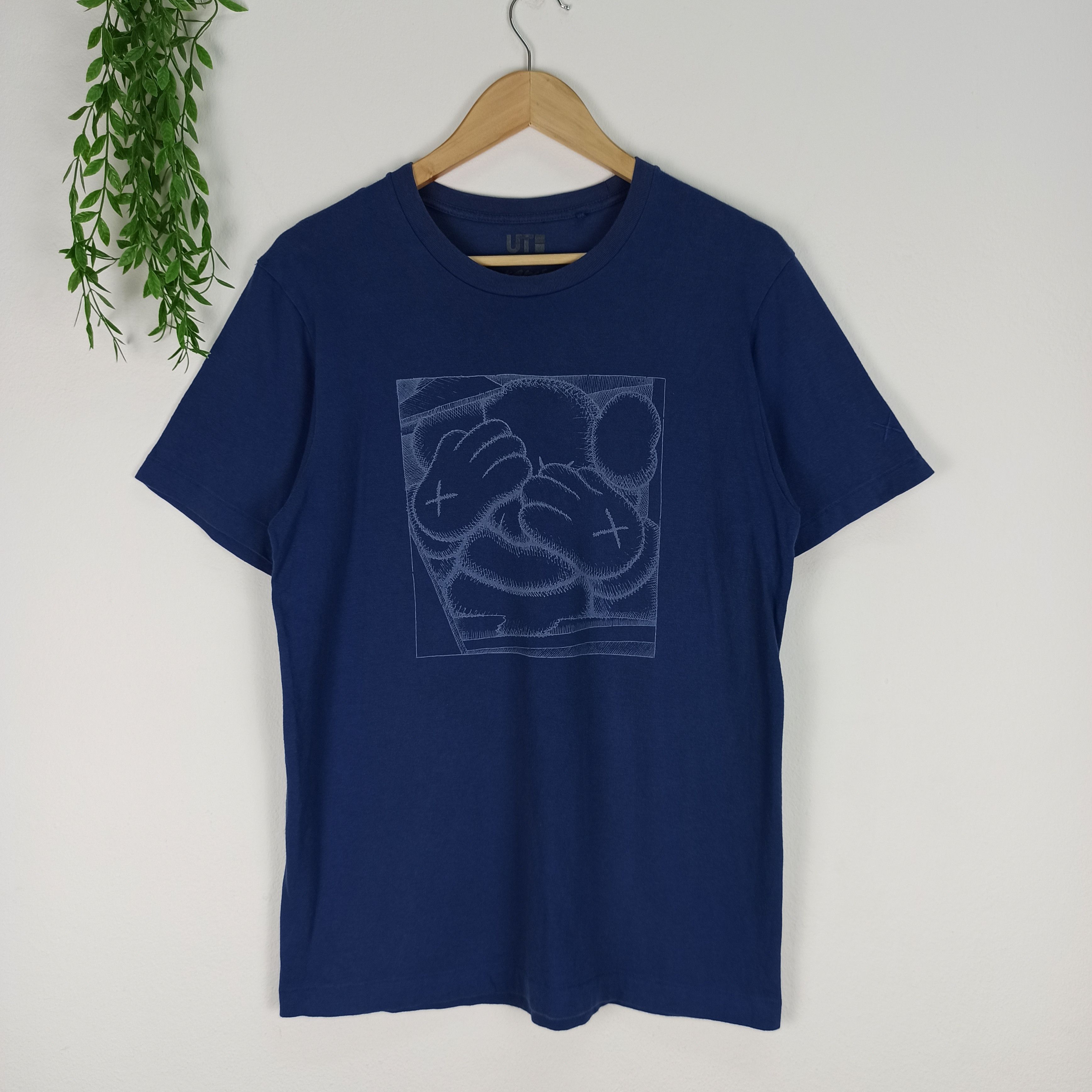 image of Kaws X Uniqlo Tshirt in Blue, Men's (Size Medium)
