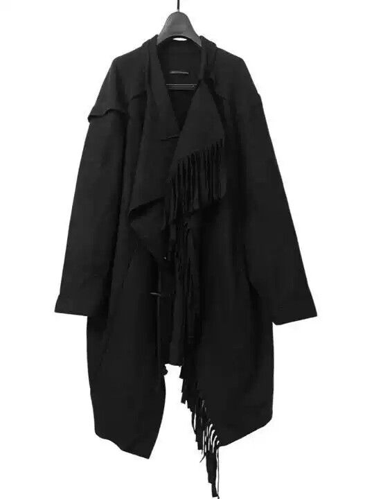 Pre-owned Yohji Yamamoto Tassel Collar Coat In Black