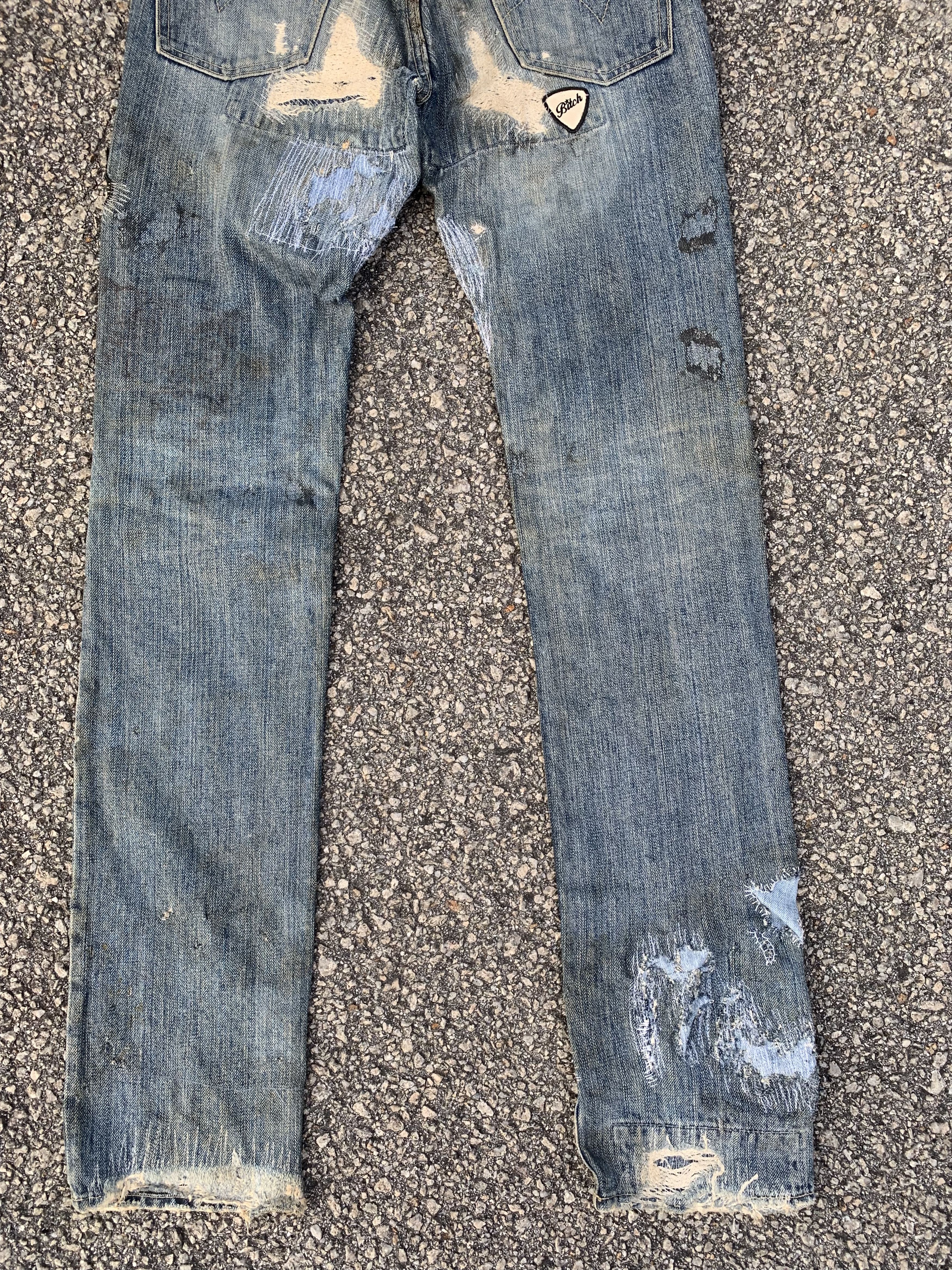 Hysteric Glamour KINKY HYSTERIC GLAMOUR DISTRESSED DENIM DOUBLE KNE VINTAGE Size 28" / US 6 / IT 42 - 11 Thumbnail