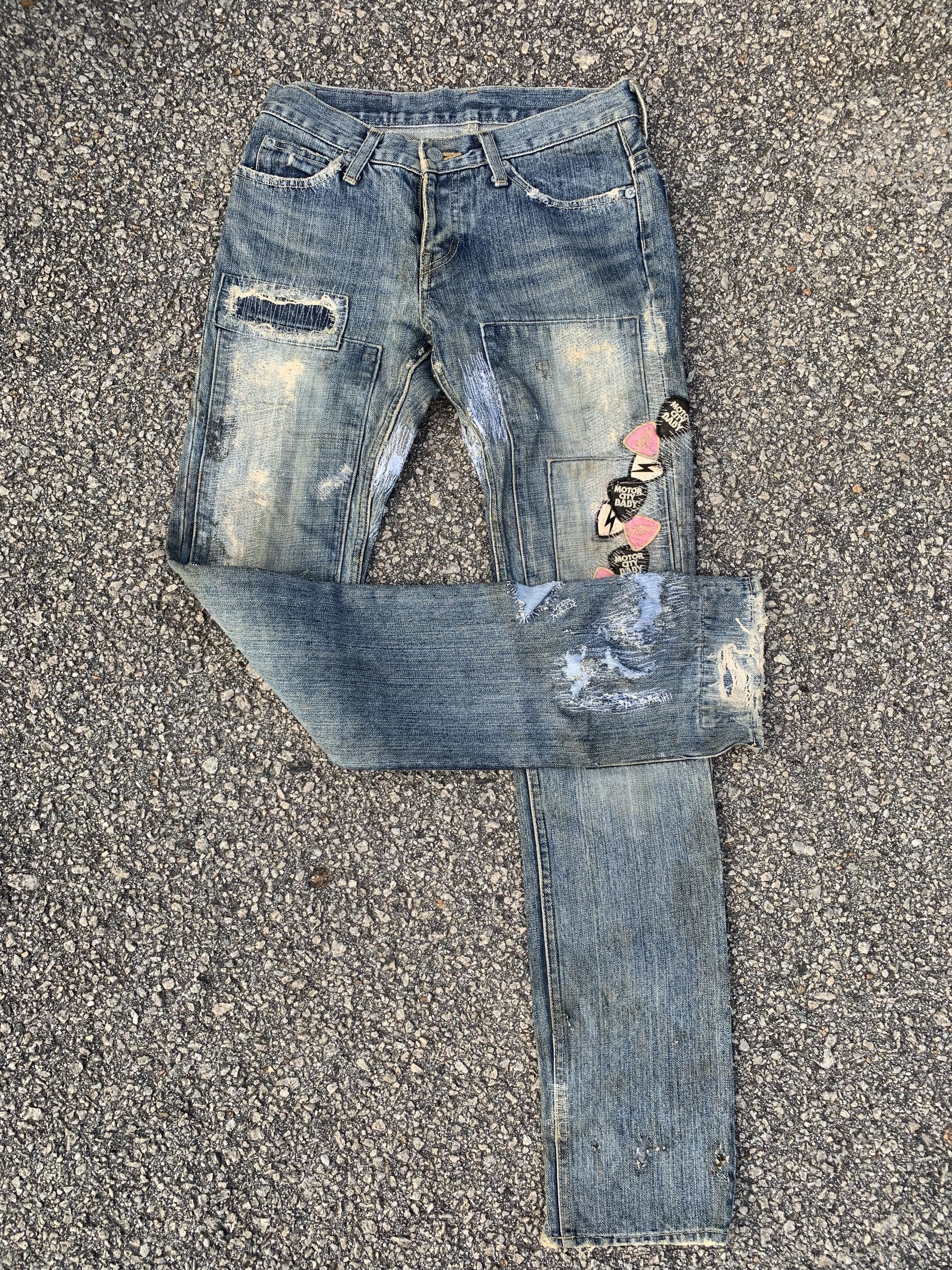 Hysteric Glamour KINKY HYSTERIC GLAMOUR DISTRESSED DENIM DOUBLE KNE VINTAGE Size 28" / US 6 / IT 42 - 3 Thumbnail