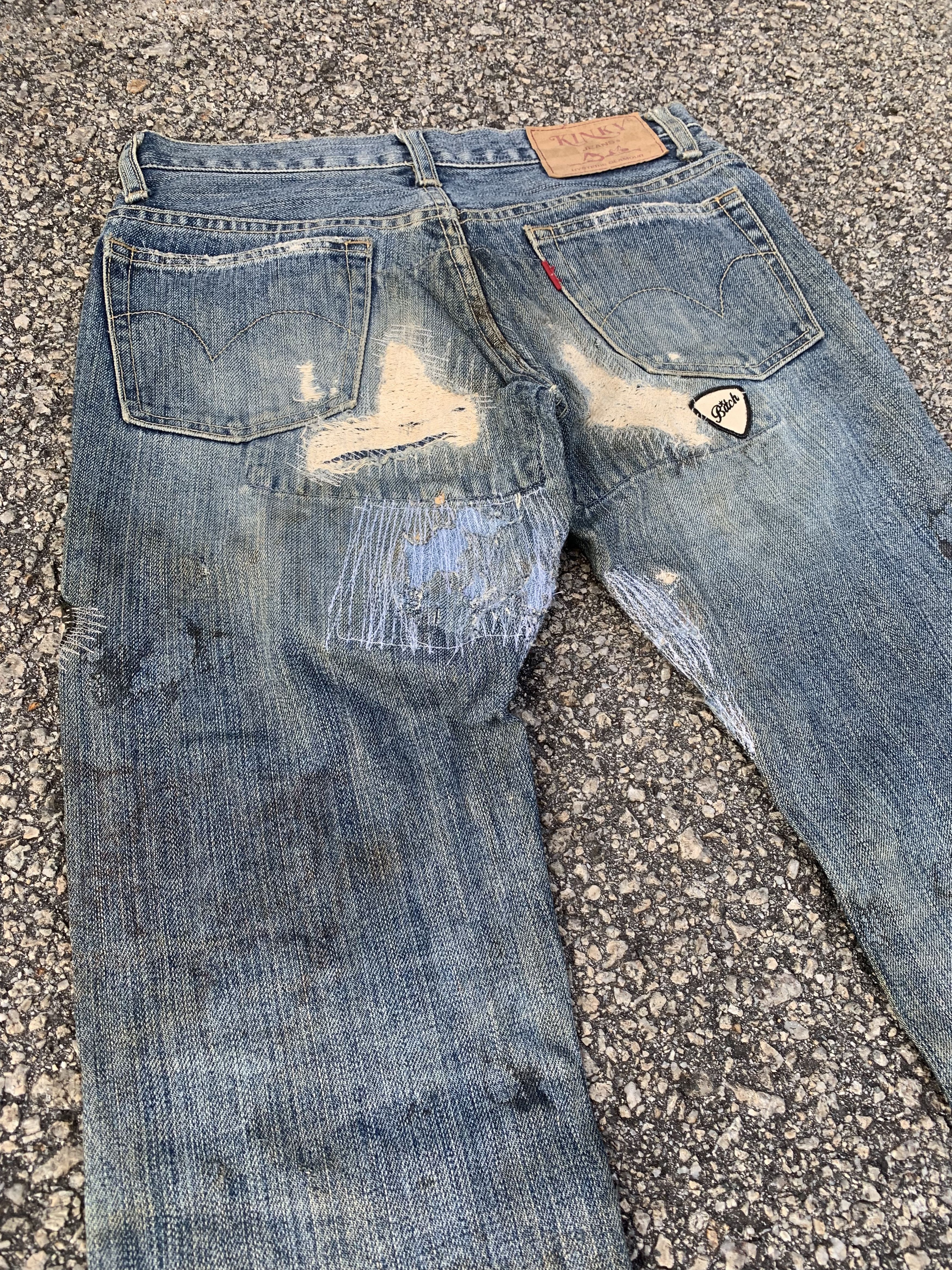 Hysteric Glamour KINKY HYSTERIC GLAMOUR DISTRESSED DENIM DOUBLE KNE VINTAGE Size 28" / US 6 / IT 42 - 12 Thumbnail