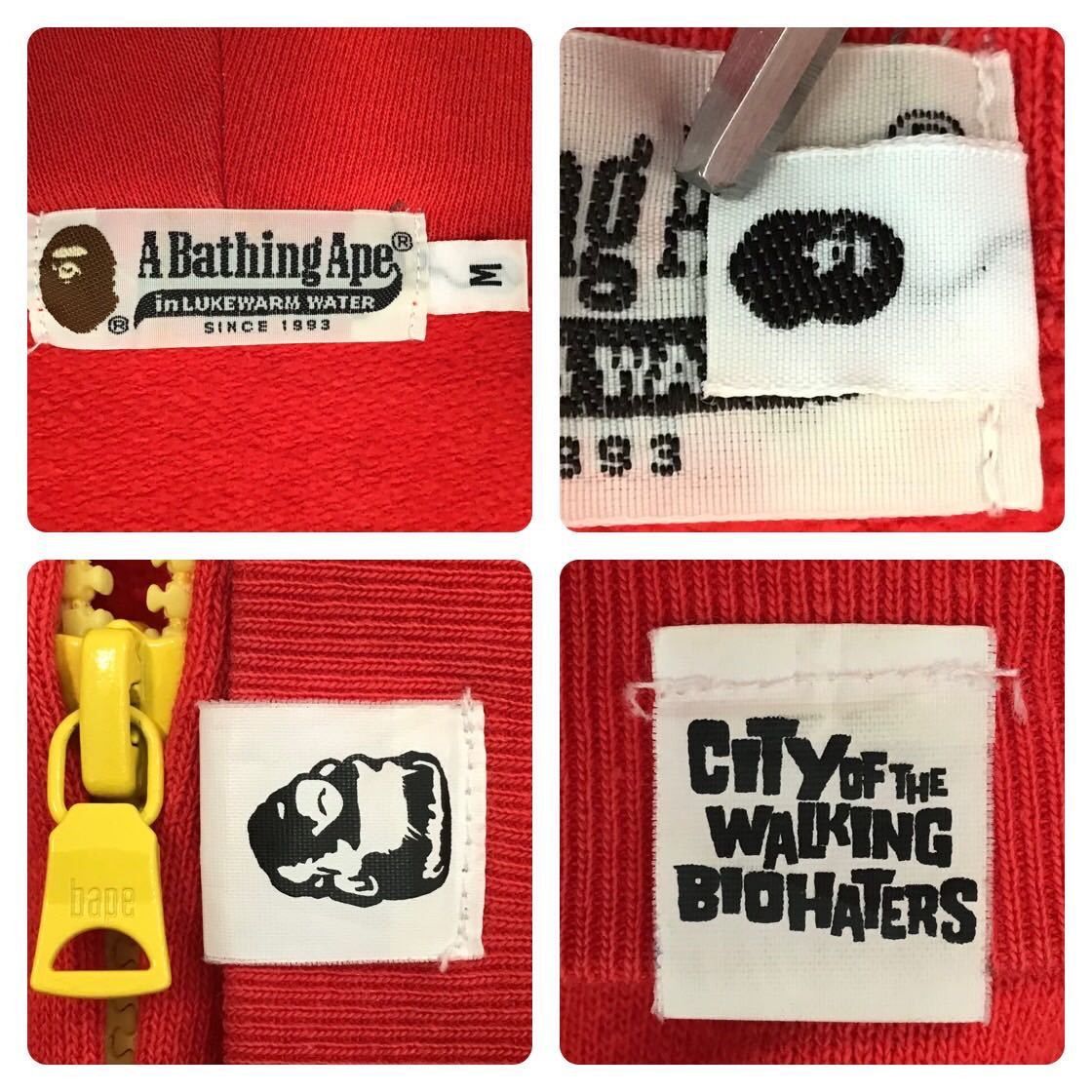 Bape 2010 BAPE Neon Shark full zip Hoodie Red Size US M / EU 48-50 / 2 - 8 Thumbnail