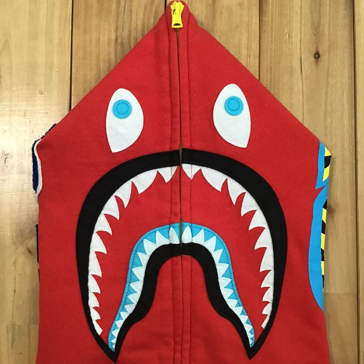 Bape 2010 BAPE Neon Shark full zip Hoodie Red Size US M / EU 48-50 / 2 - 3 Thumbnail